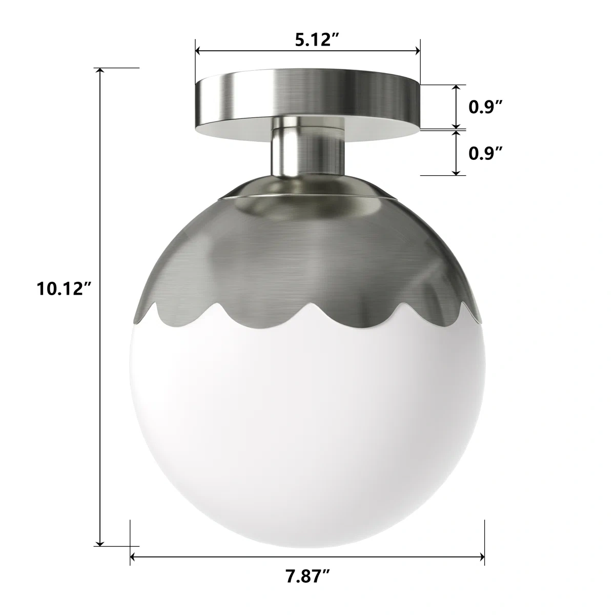 7.87" W 1-Light Globe Semi Flush Mount(not included bulbs)