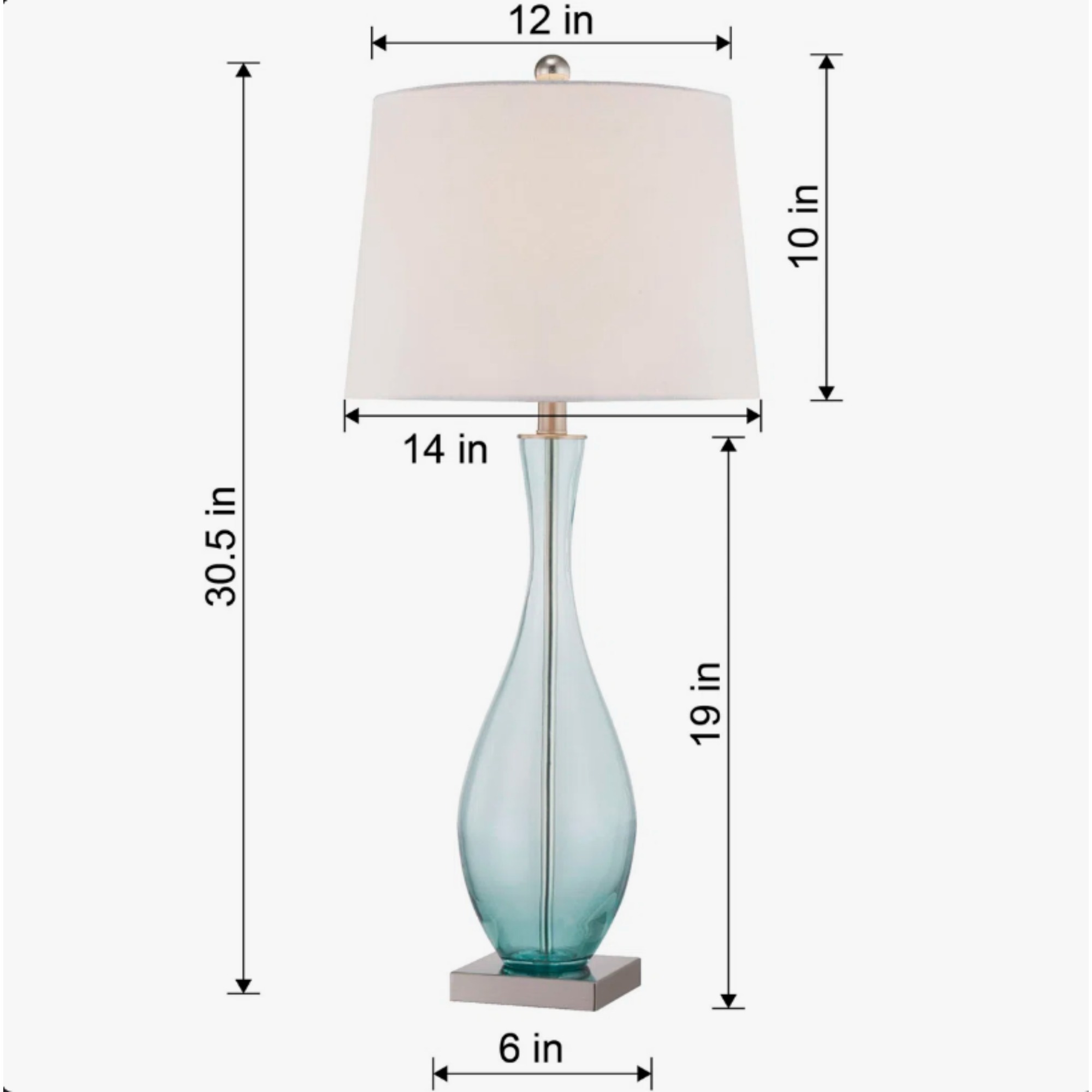 30 Inch Tall Glass Table Lamps Set of 2, 3-Way Dimmable Bedside Nightstand Lamps with USB Charging Port, for Bedroom Living Room Guest Room Study(not included bulbs)