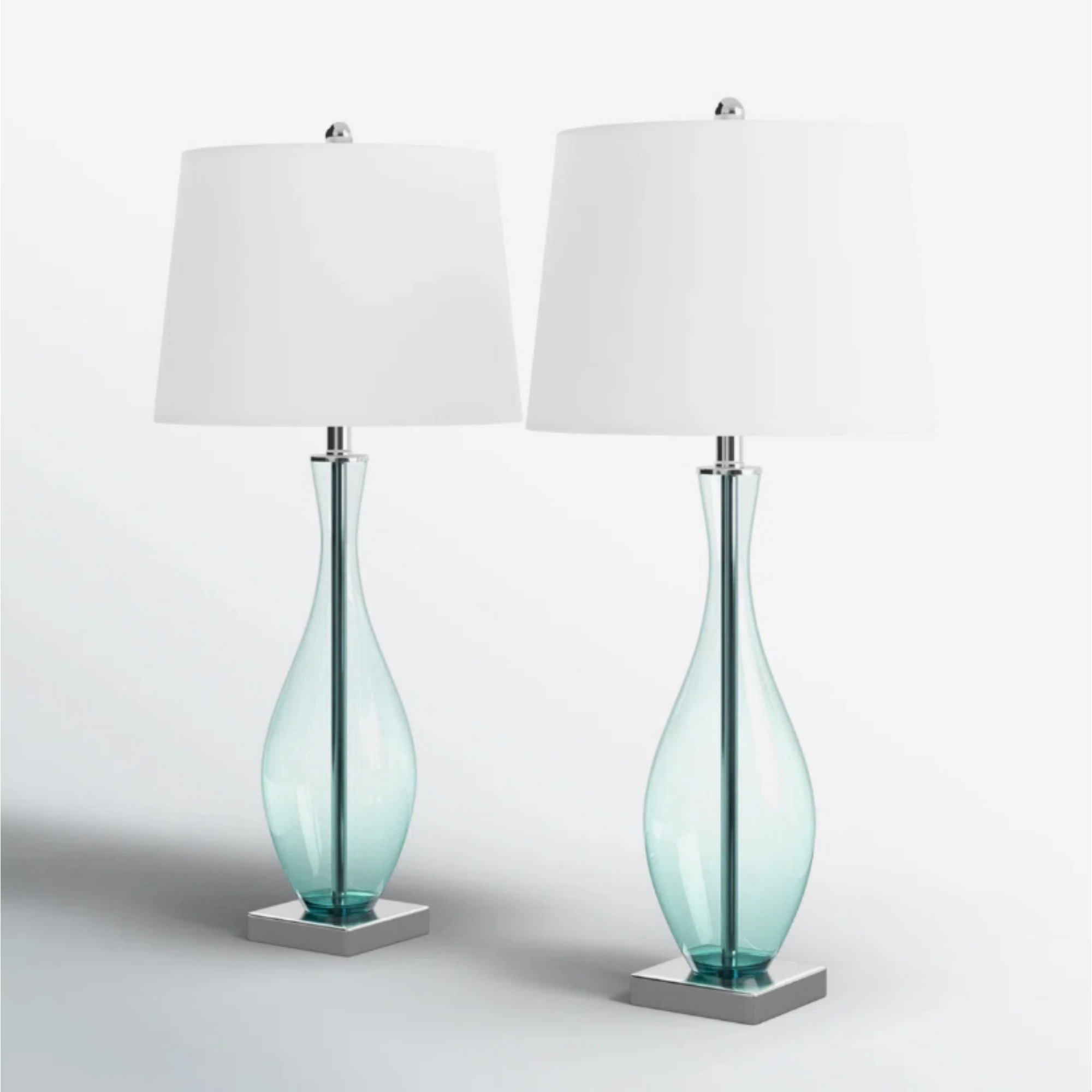 30 Inch Tall Glass Table Lamps Set of 2, 3-Way Dimmable Bedside Nightstand Lamps with USB Charging Port, for Bedroom Living Room Guest Room Study(not included bulbs)