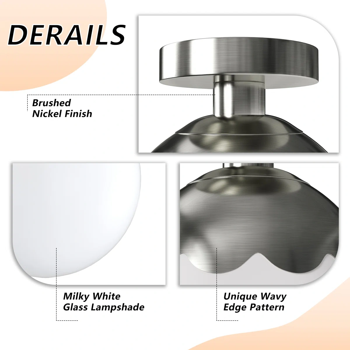 7.87" W 1-Light Globe Semi Flush Mount(not included bulbs)
