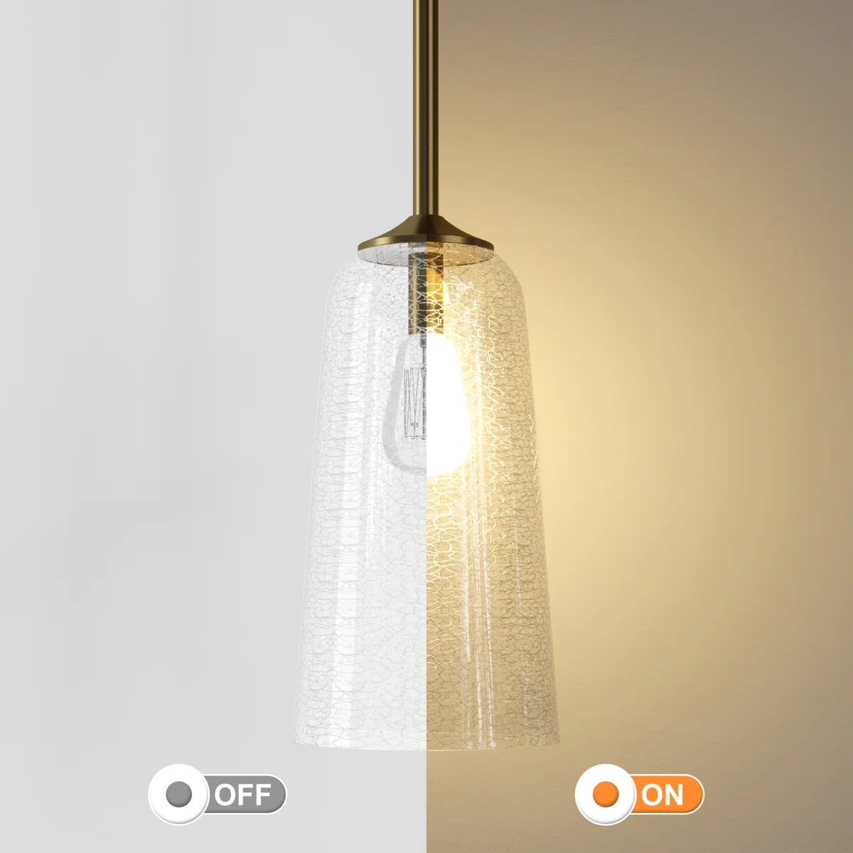1-Light 6.1" W Dimmable Bell Pendant Light with Glass Shade(not included bulbs)