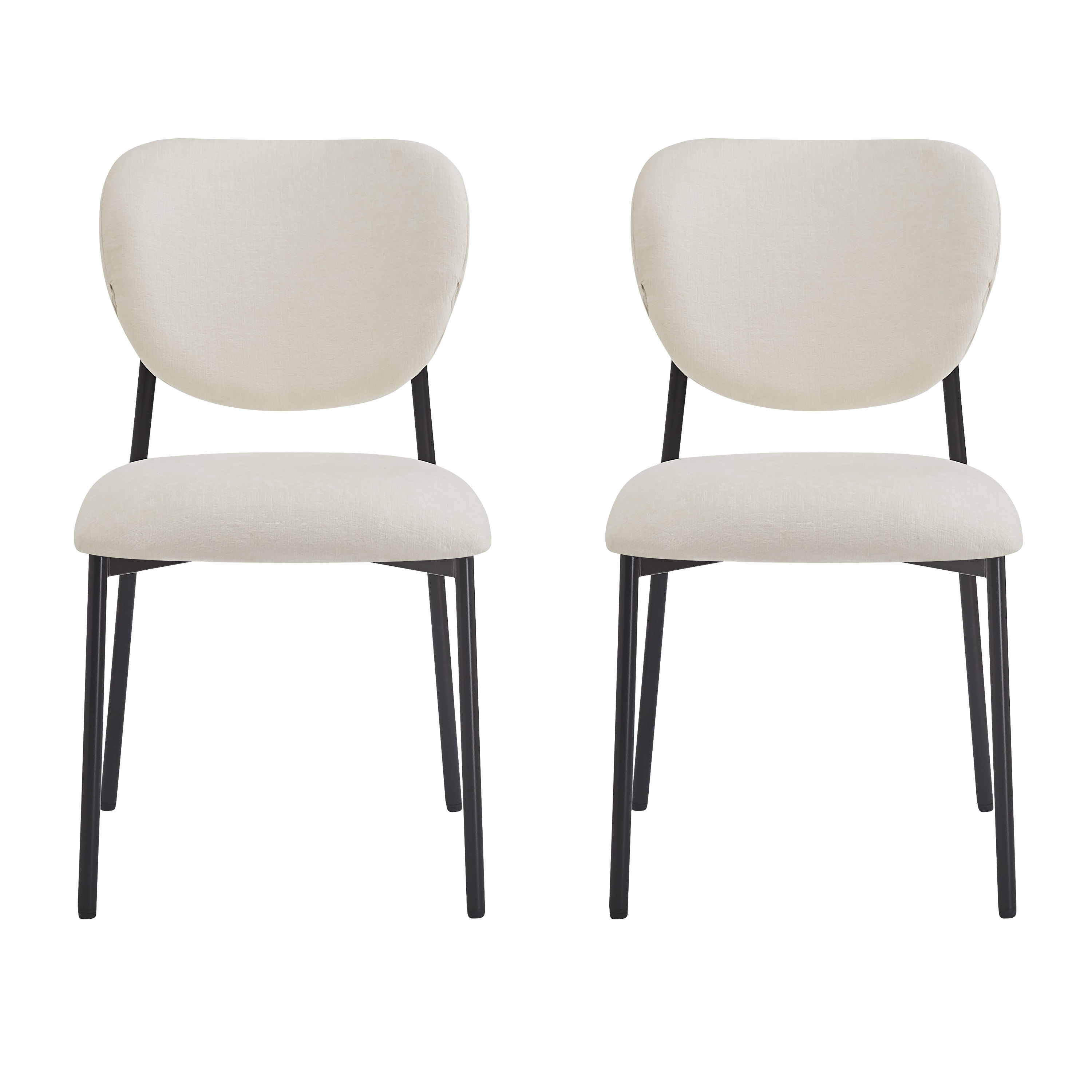 `Anmytek Upholstered Dining Chairs Set of 2 with Metal Legs Beige`