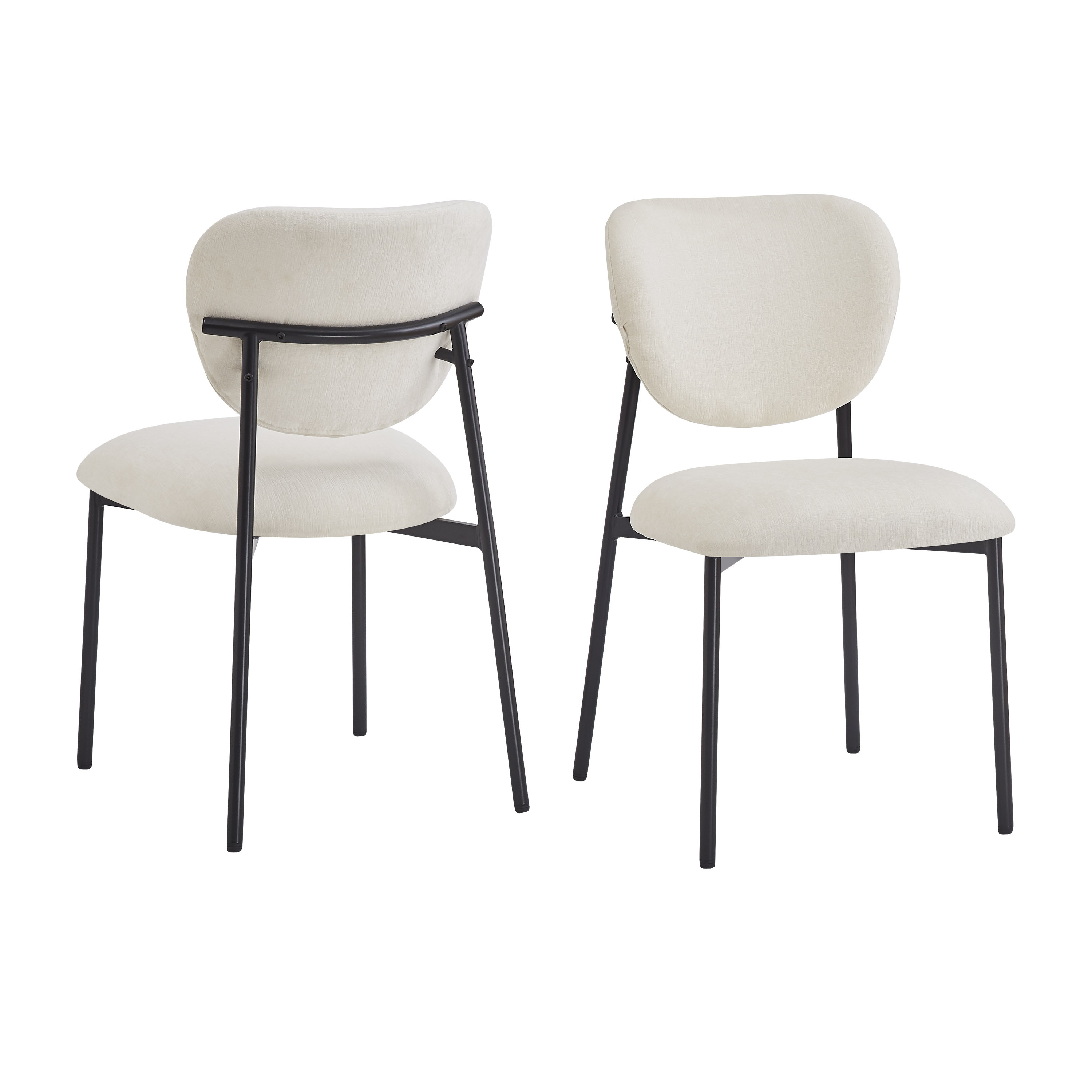 `Anmytek Upholstered Dining Chairs Set of 2 with Metal Legs Beige`