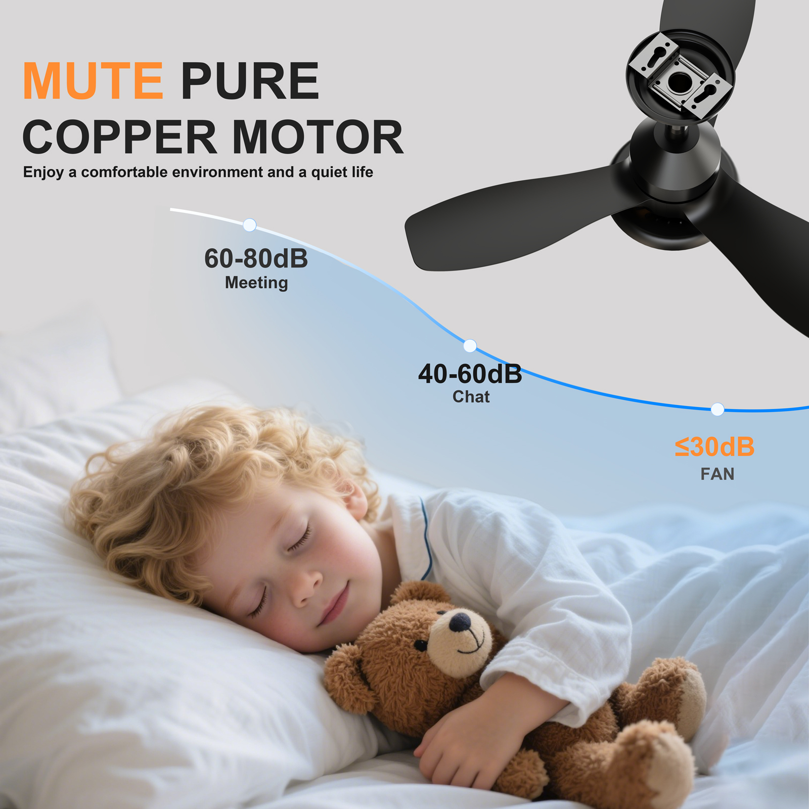 Anmytek 24.4 Inch Black Ceiling Fan With Light 3 Blades 6 Speed Reversible Quiet DC Motor Dimmable LED APP And Remote Control Flush Mount For Bedroom Living Room Covered Patio