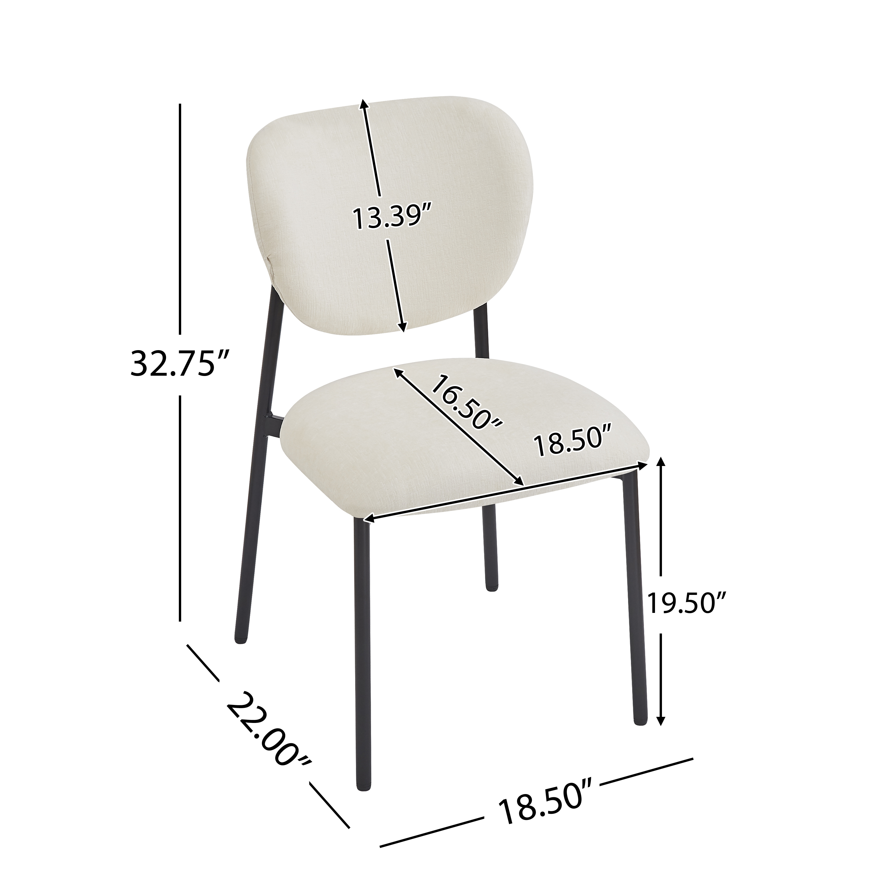 `Anmytek Upholstered Dining Chairs Set of 2 with Metal Legs Beige`