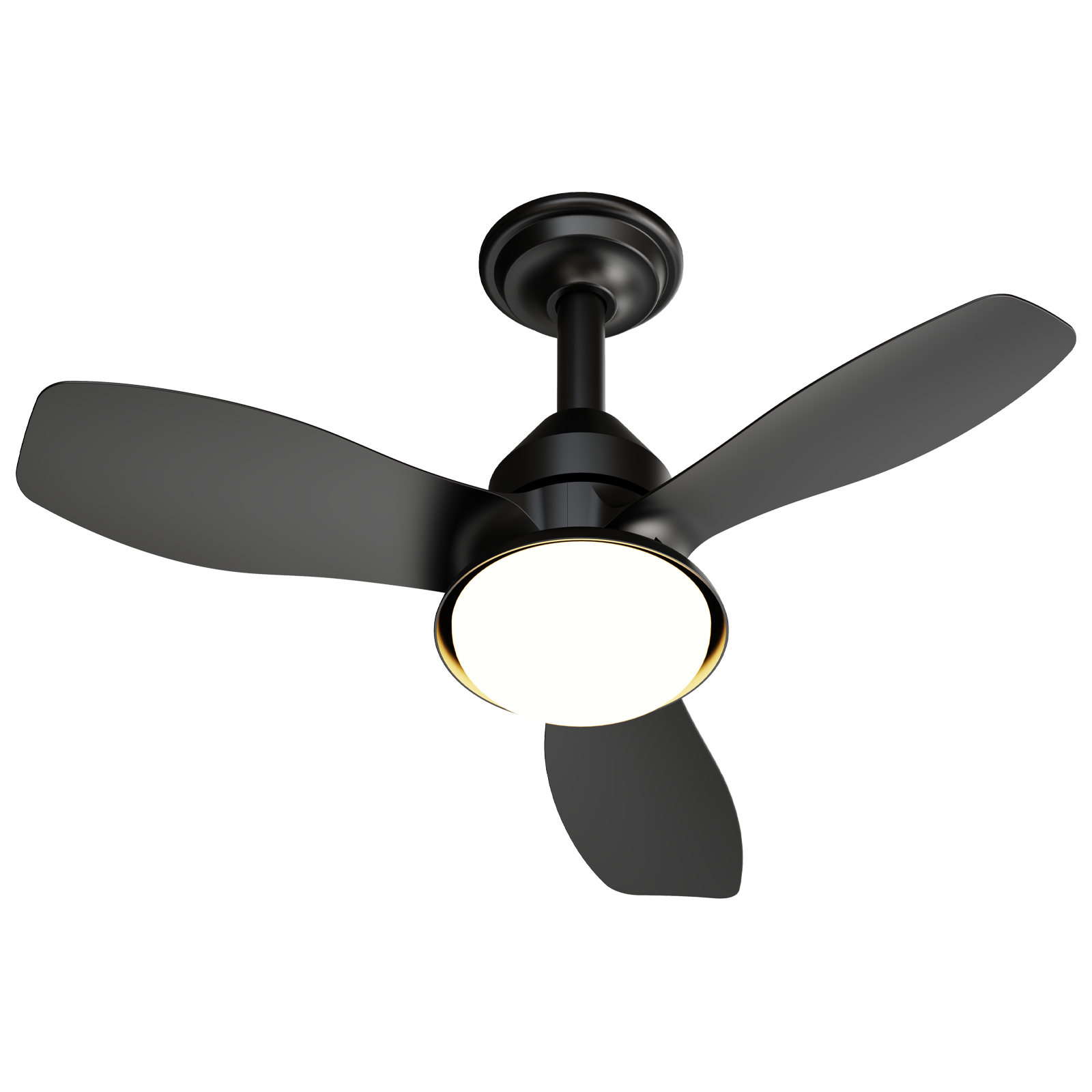 Anmytek 24.4 Inch Black Ceiling Fan With Light 3 Blades 6 Speed Reversible Quiet DC Motor Dimmable LED APP And Remote Control Flush Mount For Bedroom Living Room Covered Patio