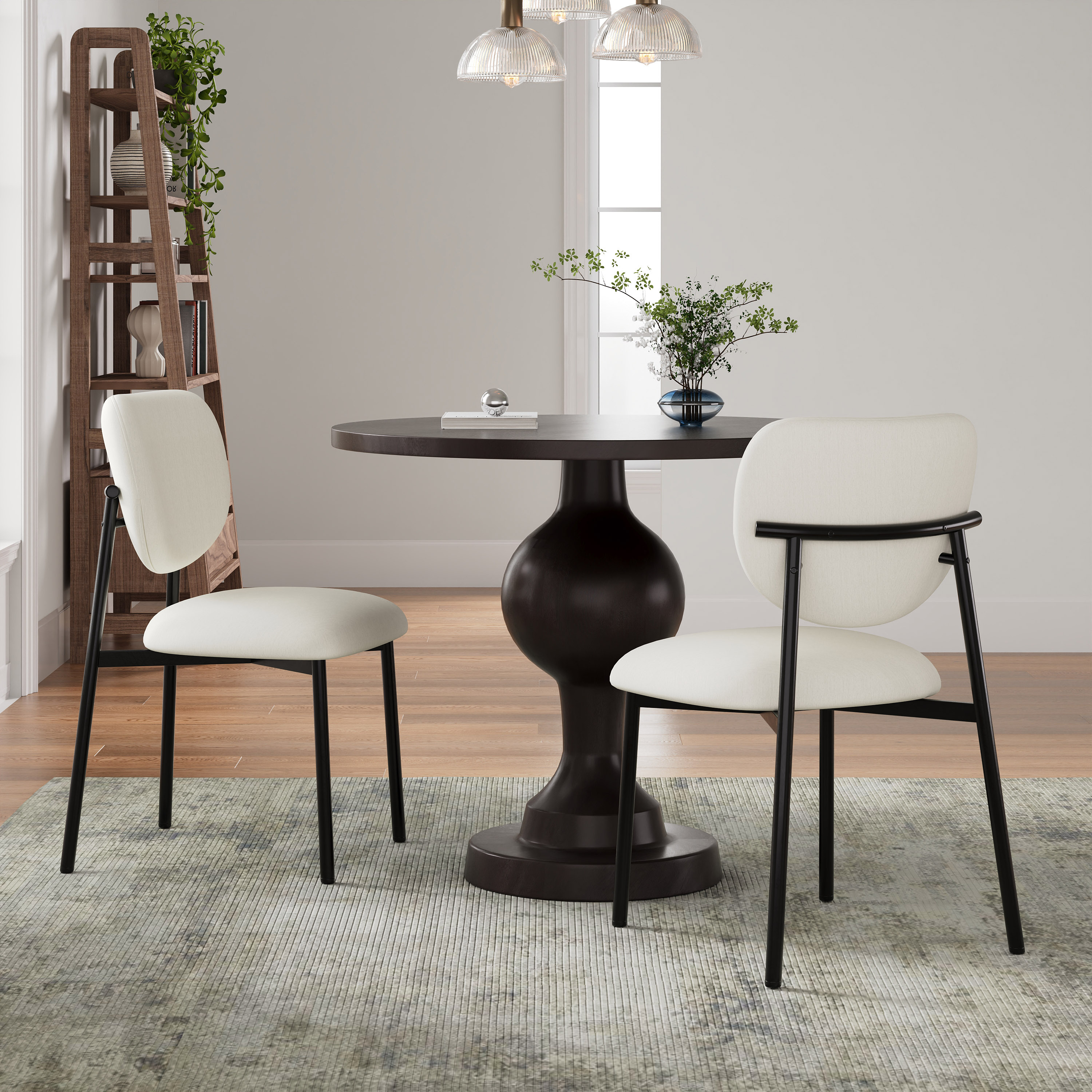 `Anmytek Upholstered Dining Chairs Set of 2 with Metal Legs Beige`