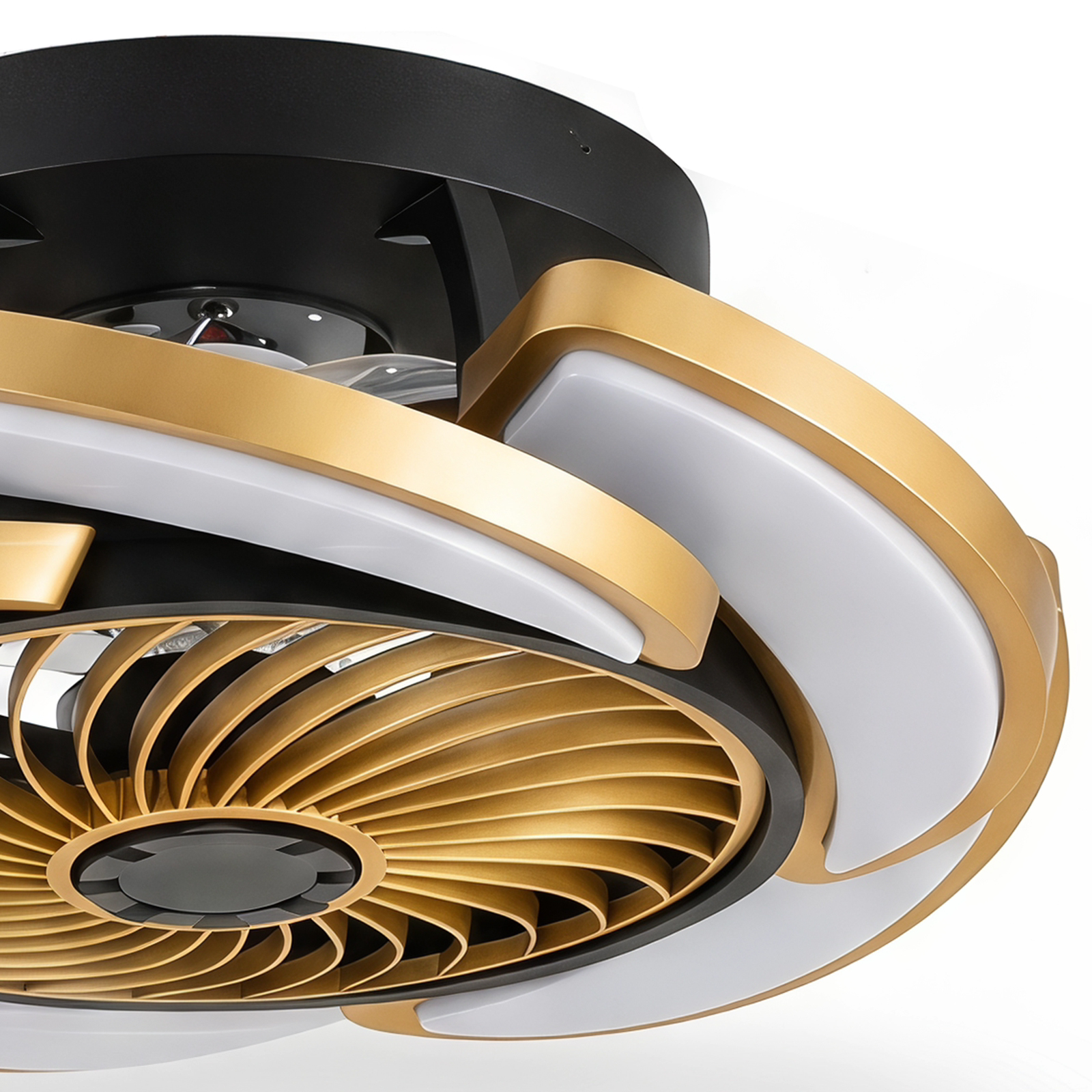 Anmytek 17 Inch Gold Bladeless Ceiling Fan With Light Remote Control 6 Speed Dimmable Enclosed Low Profile Luxury Ceiling Fan