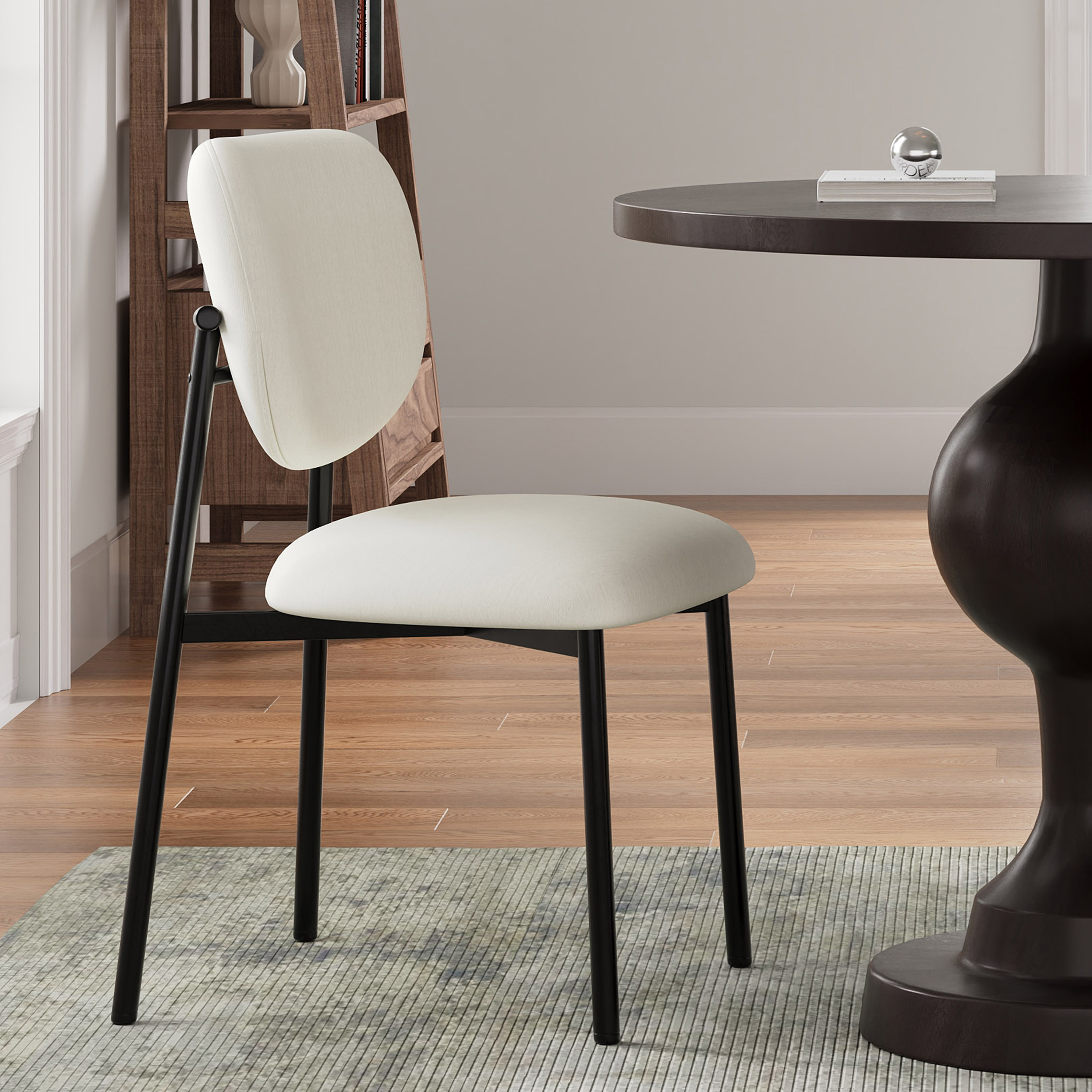 `Anmytek Upholstered Dining Chairs Set of 2 with Metal Legs Beige`
