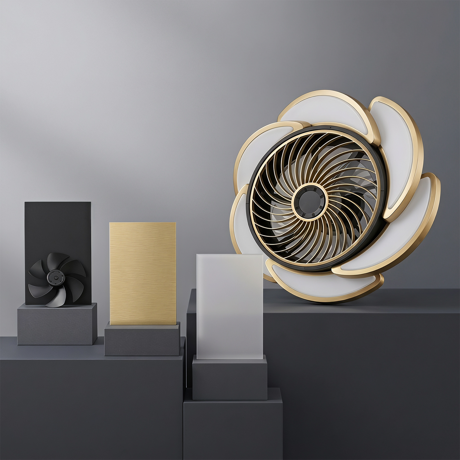 Anmytek 17 Inch Gold Bladeless Ceiling Fan With Light Remote Control 6 Speed Dimmable Enclosed Low Profile Luxury Ceiling Fan