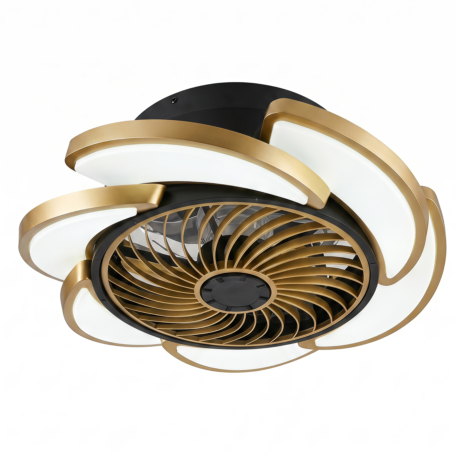 Anmytek 17 Inch Gold Bladeless Ceiling Fan With Light Remote Control 6 Speed Dimmable Enclosed Low Profile Luxury Ceiling Fan