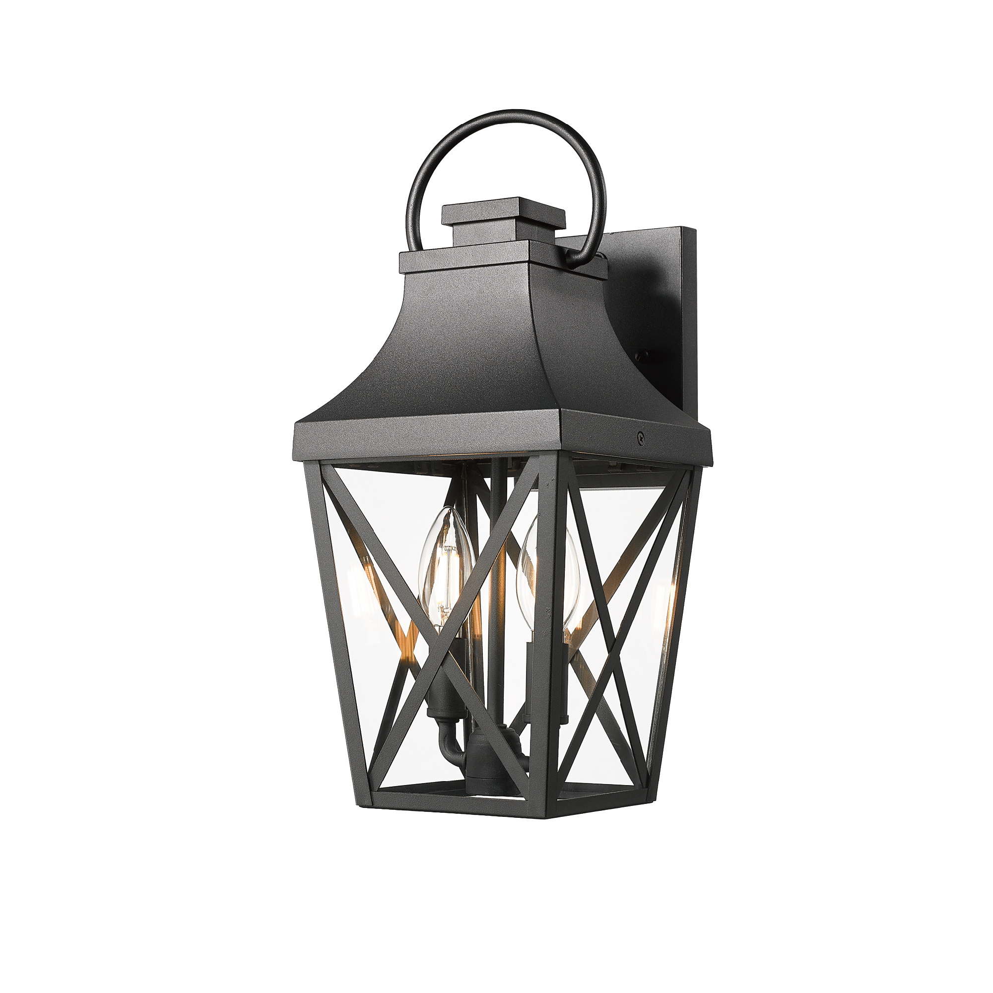 Anmytek Matte Black Outdoor Wall Sconce Clear Glass Shade Waterproof Exterior Wall Light For Porch Garage Front Door Patio Balcony 1 Pack
