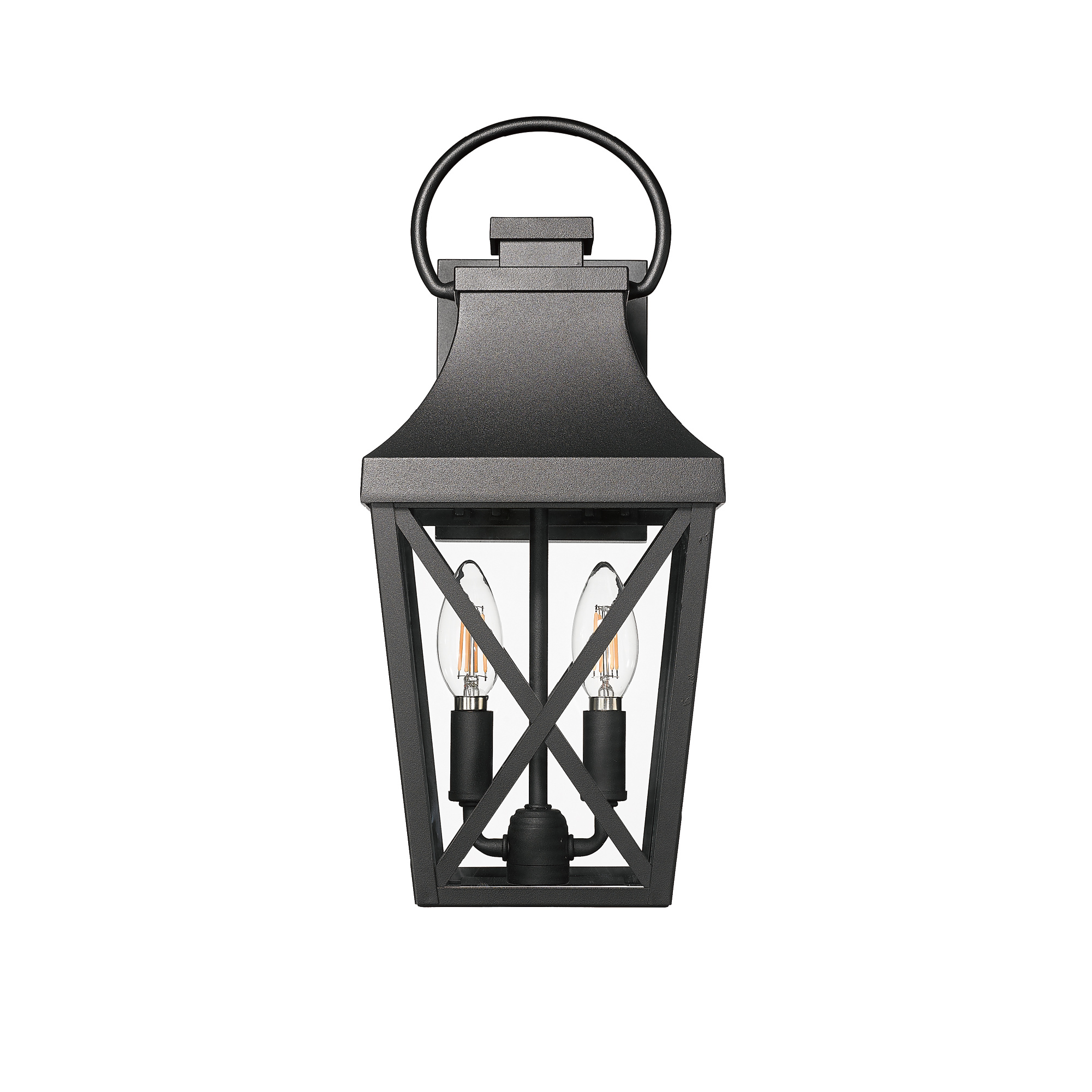 Anmytek Matte Black Outdoor Wall Sconce Clear Glass Shade Waterproof Exterior Wall Light For Porch Garage Front Door Patio Balcony 1 Pack