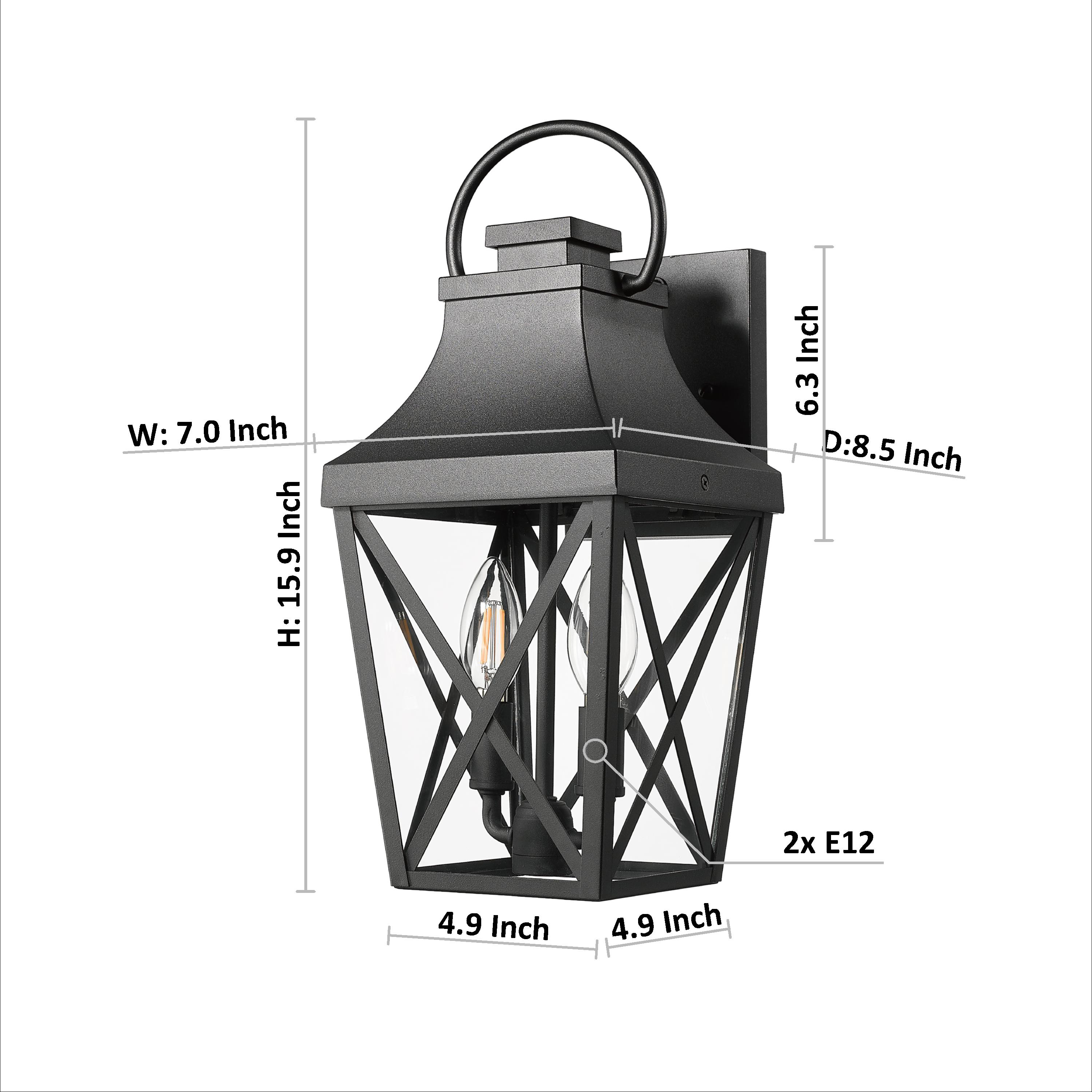Anmytek Matte Black Outdoor Wall Sconce Clear Glass Shade Waterproof Exterior Wall Light For Porch Garage Front Door Patio Balcony 1 Pack