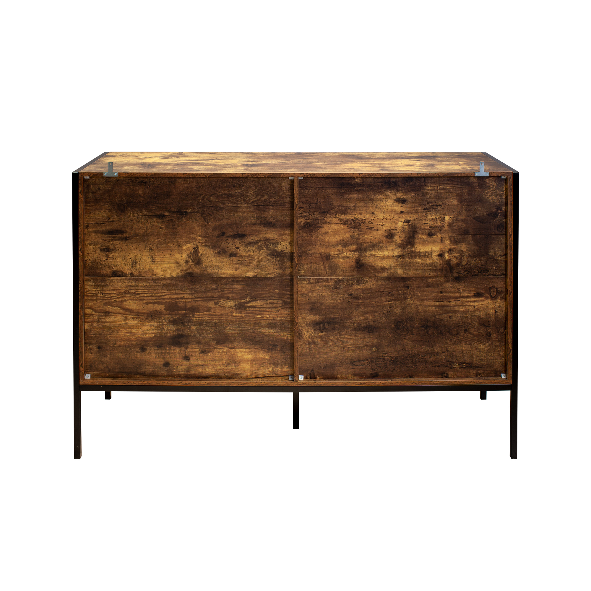 Anmytek Industrial Rustic Brown 6 Drawer Double Dresser Wood Storage Chest with Sturdy Steel Frame Clothes Organizer Cabinet for Bedroom Living Room