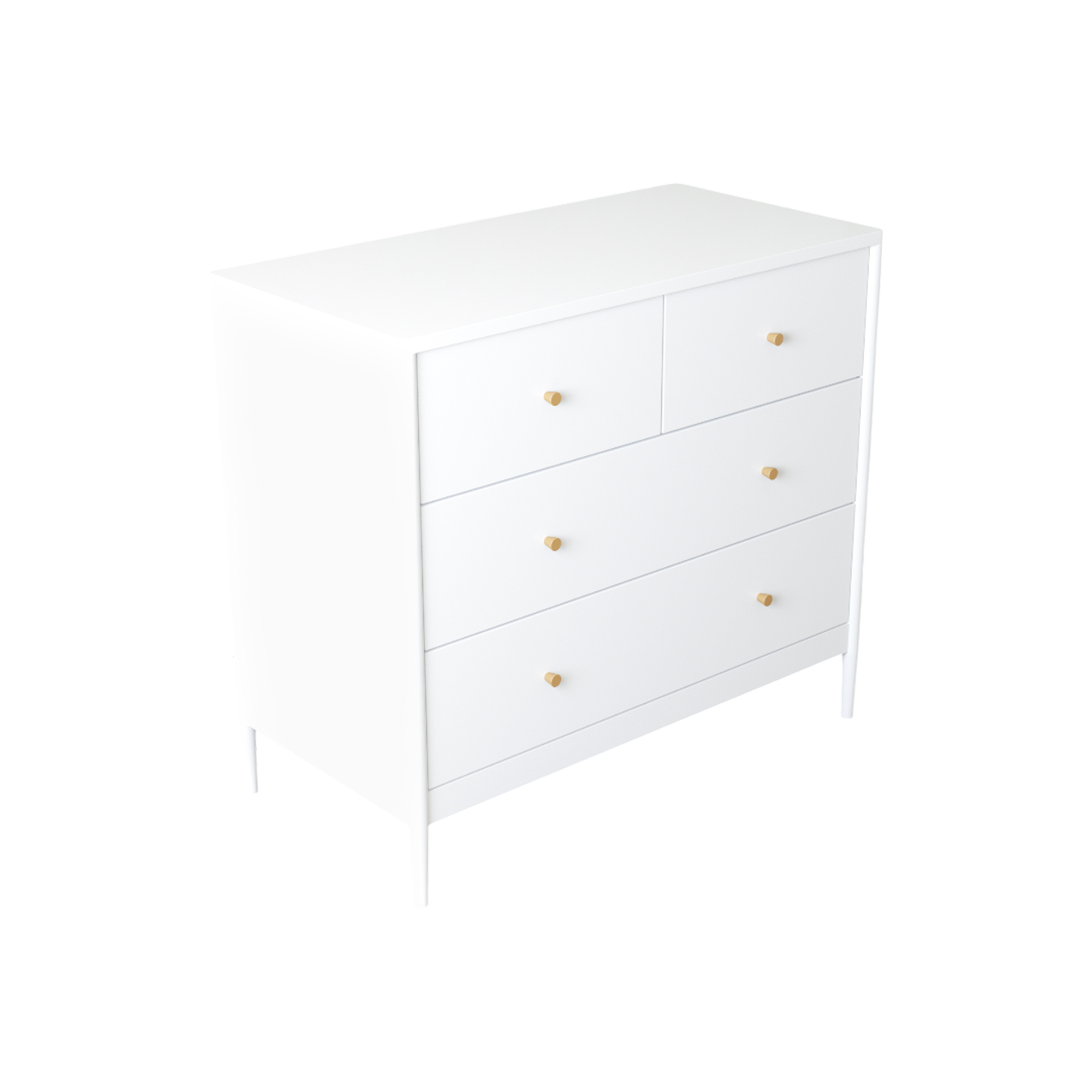 Anmytek White 4 Drawer Kids Dresser 35.4 Inch Wide Wooden Storage Cabinet Multifunctional Organizer for Toddler Bedroom Nursery Closet Living Room Apartment
