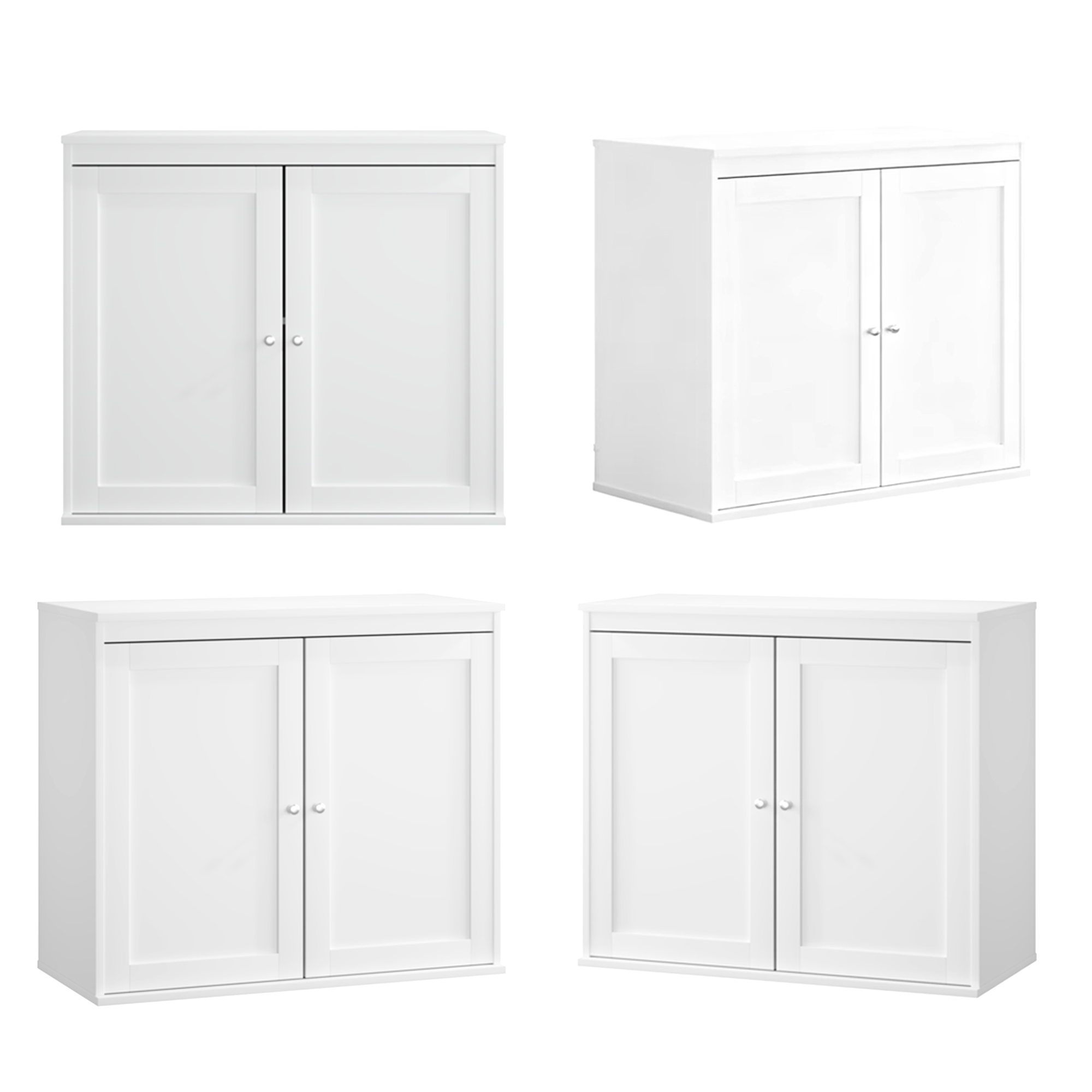 Anmytek Modern White Sideboard Buffet Cabinet Double Door Kitchen Storage Cupboard with Adjustable Shelves Coffee Bar Cabinet for Dining Room Living Room Entryway