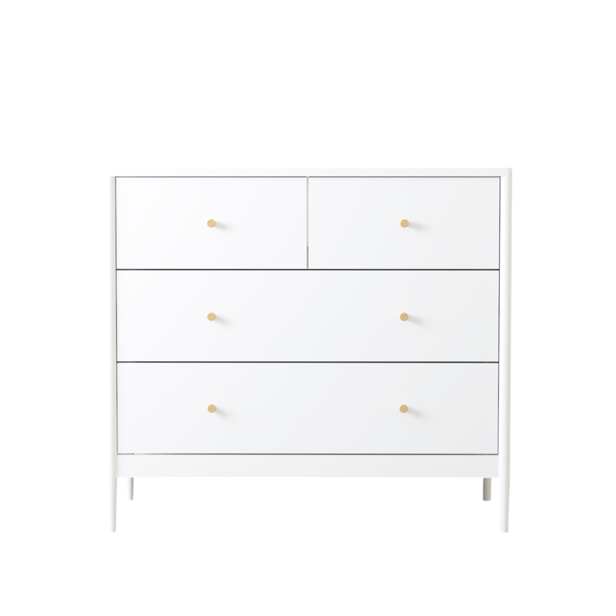 Anmytek White 4 Drawer Kids Dresser 35.4 Inch Wide Wooden Storage Cabinet Multifunctional Organizer for Toddler Bedroom Nursery Closet Living Room Apartment
