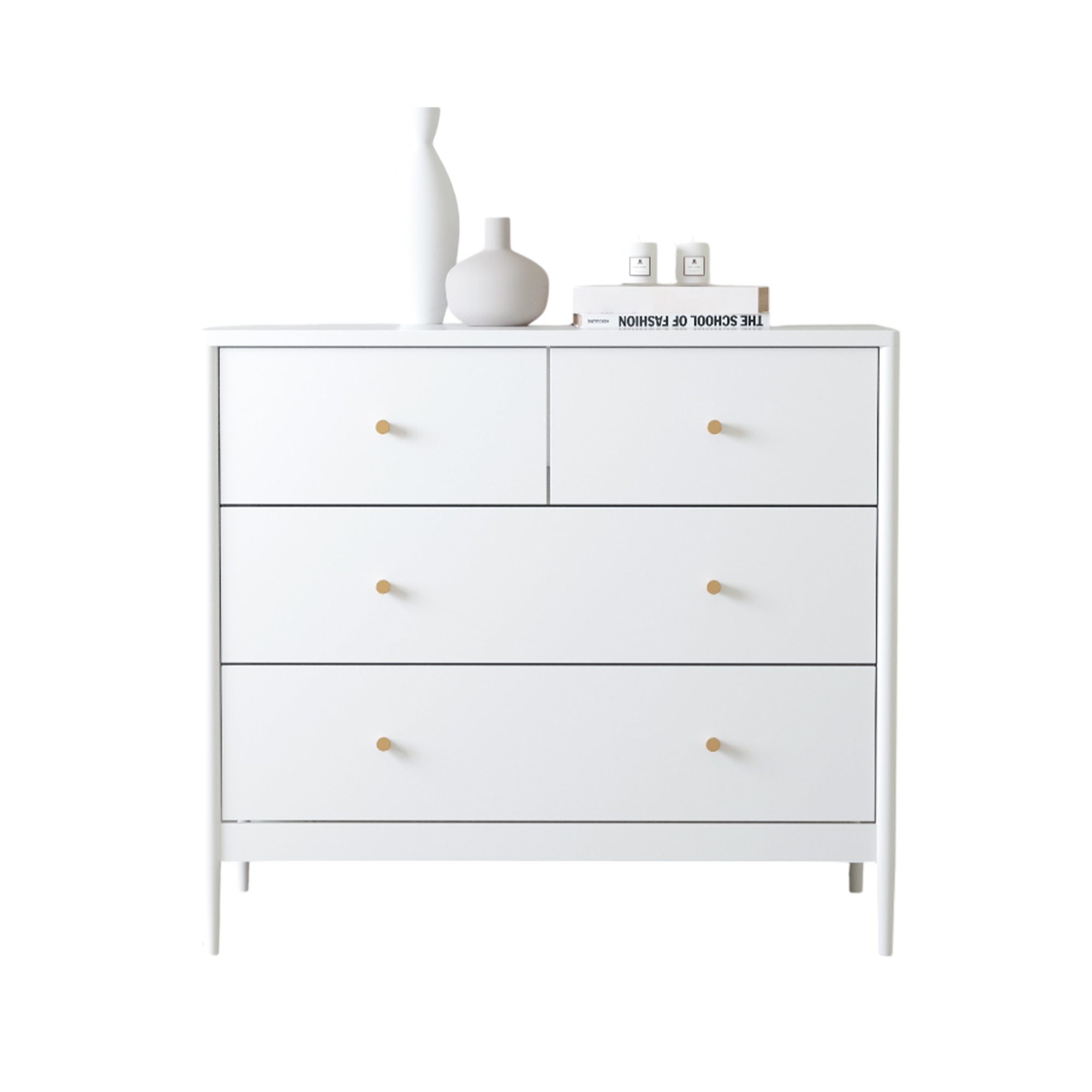 Anmytek White 4 Drawer Kids Dresser 35.4 Inch Wide Wooden Storage Cabinet Multifunctional Organizer for Toddler Bedroom Nursery Closet Living Room Apartment
