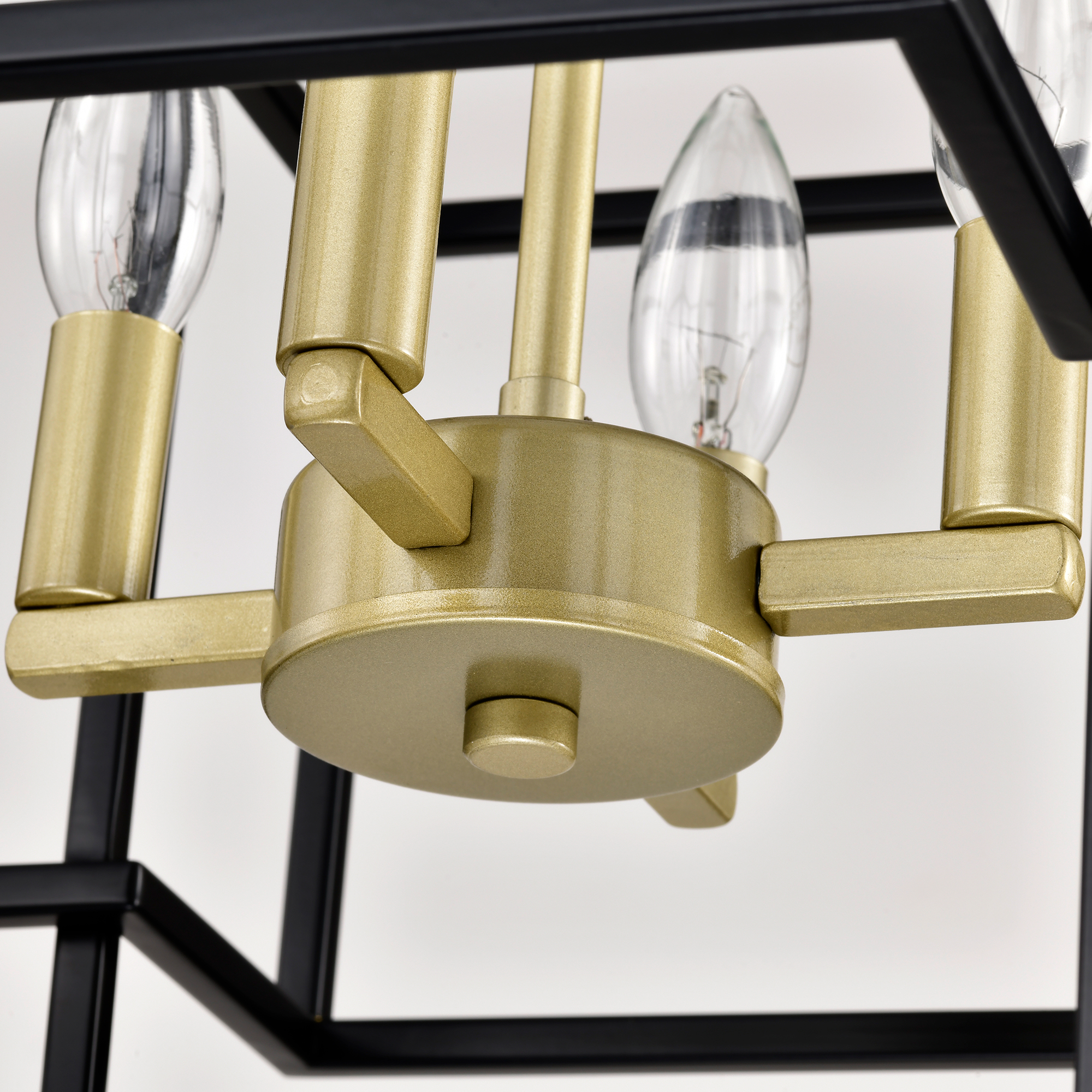 Anmytek 4‑Light Tiered Metal Lantern Chandelier Industrial Farmhouse Adjustable Height Hanging Light Fixture Matte Black Gold Finish for Dining Room Hallway Foyer Entryway Kitchen Island