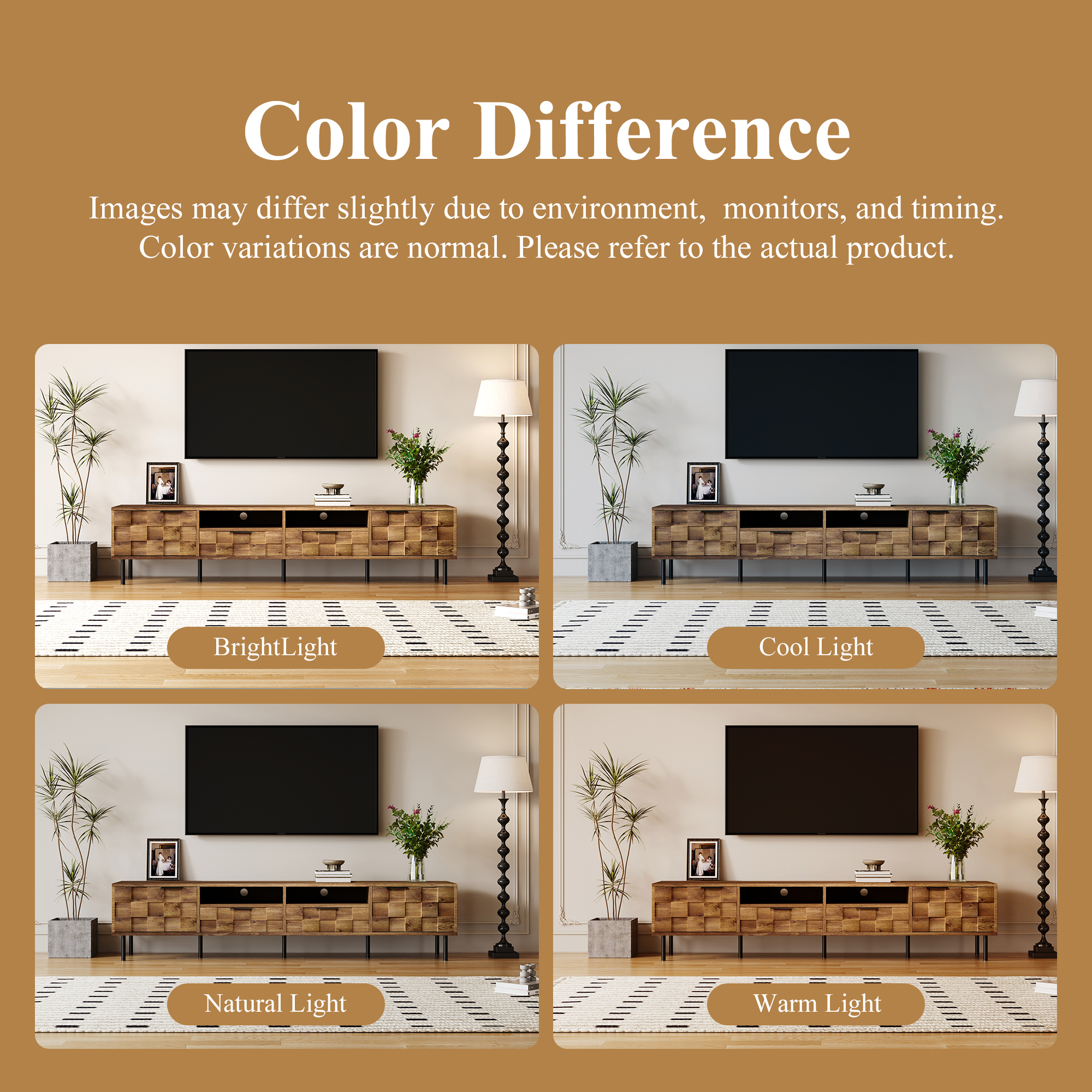 Anmytek Mid Century Media Console TV Stand with 2 Drawers Entertainment Center Storage for TVs up to 85 Inch Living Room Bedroom Home Theatre