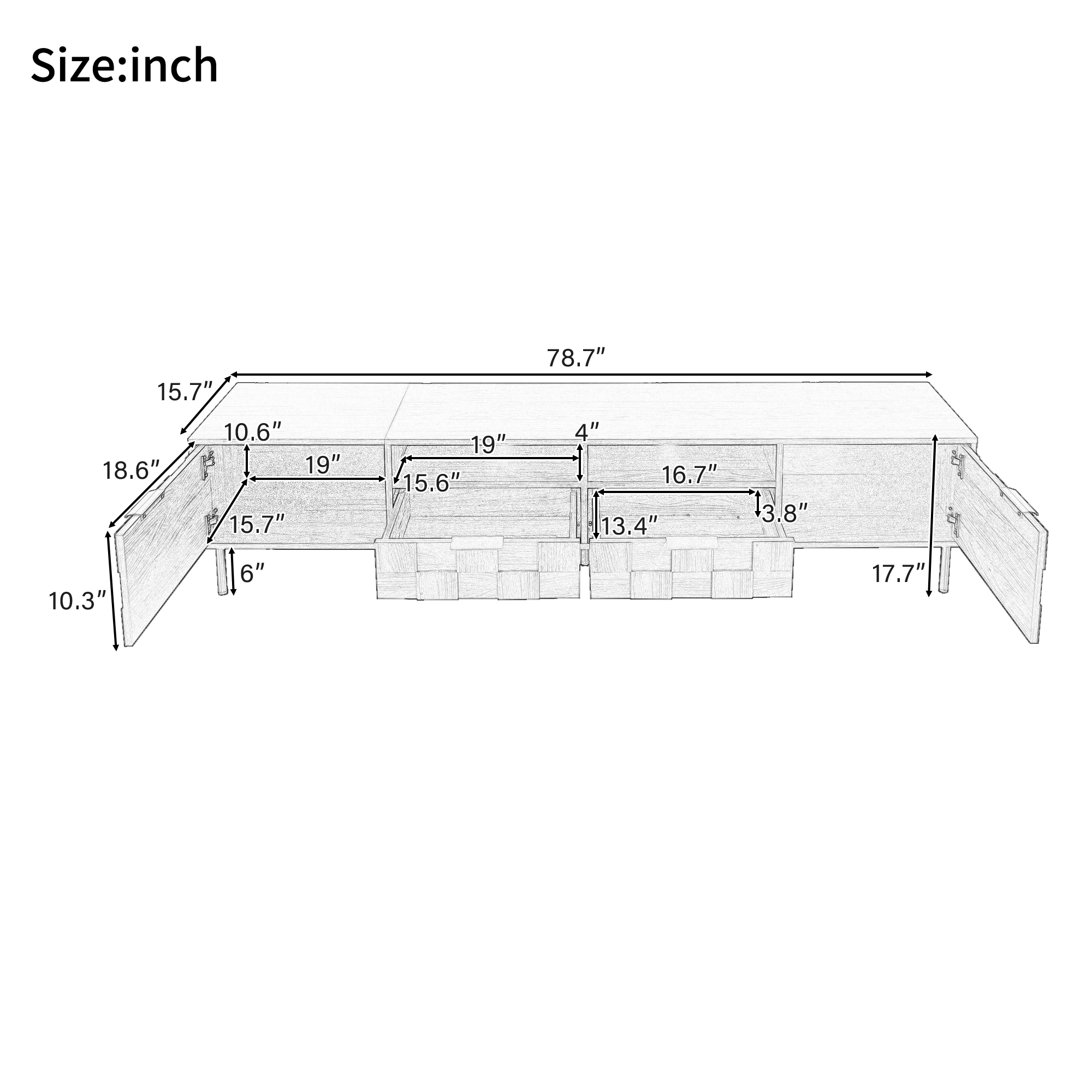 Anmytek Mid Century Media Console TV Stand with 2 Drawers Entertainment Center Storage for TVs up to 85 Inch Living Room Bedroom Home Theatre