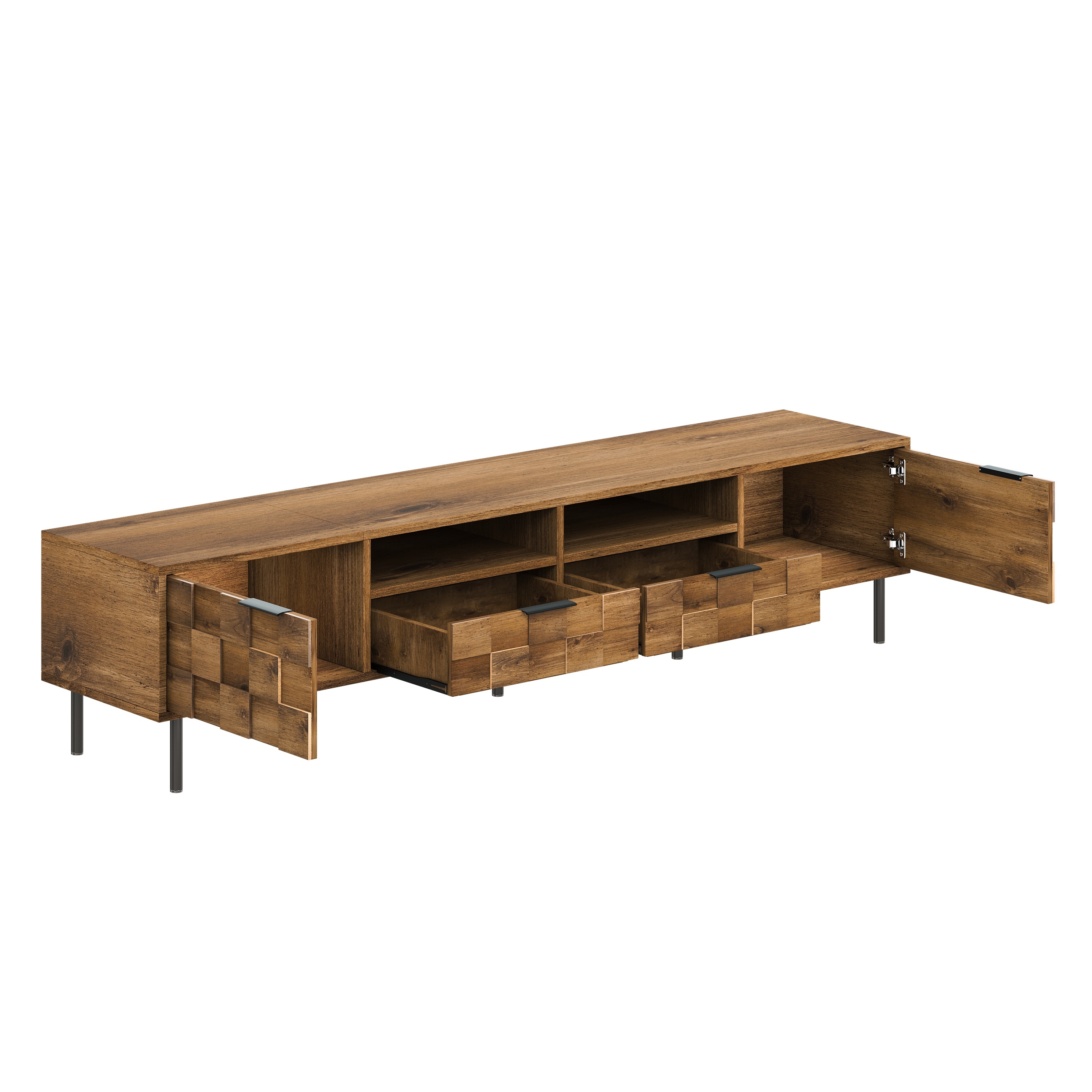 Anmytek Mid Century Media Console TV Stand with 2 Drawers Entertainment Center Storage for TVs up to 85 Inch Living Room Bedroom Home Theatre