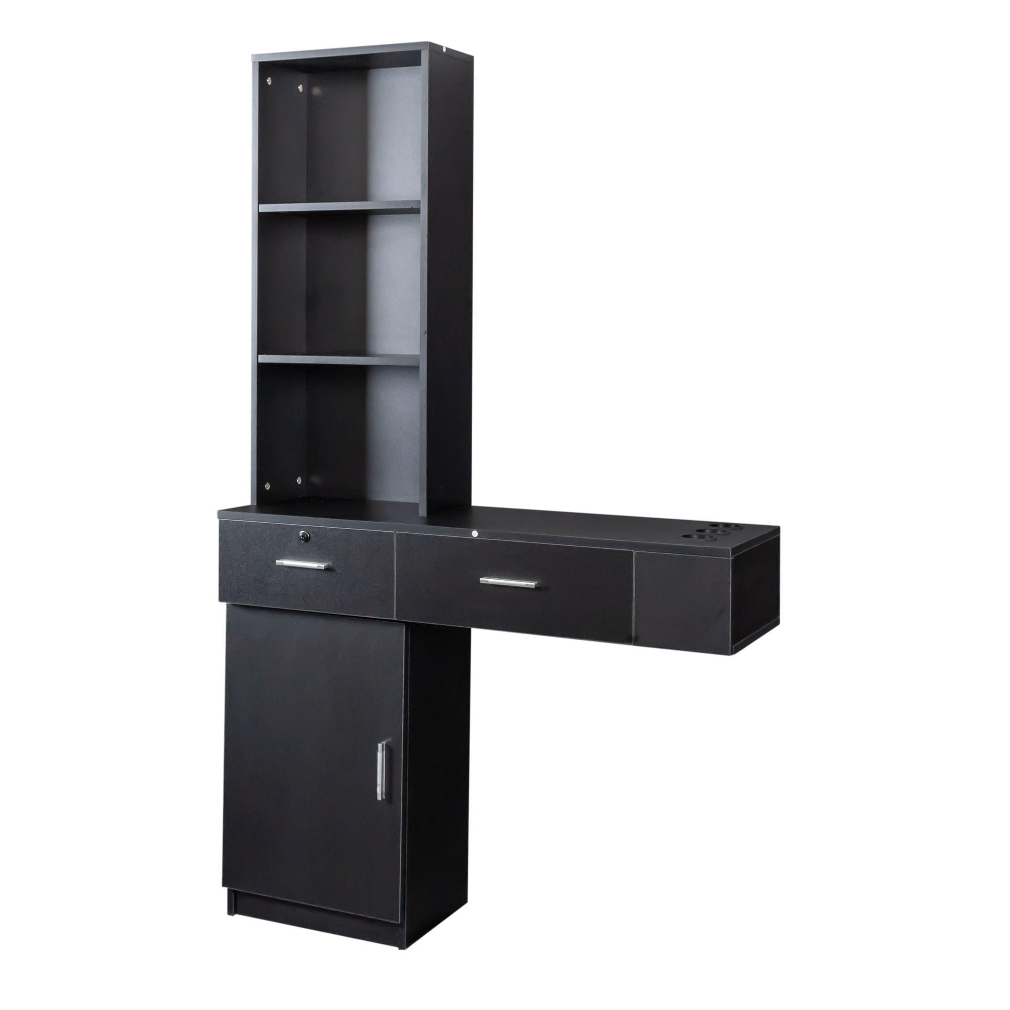 Anmytek Black Modern Simple Makeup Vanity Desk Multi Layer Storage With Large Capacity