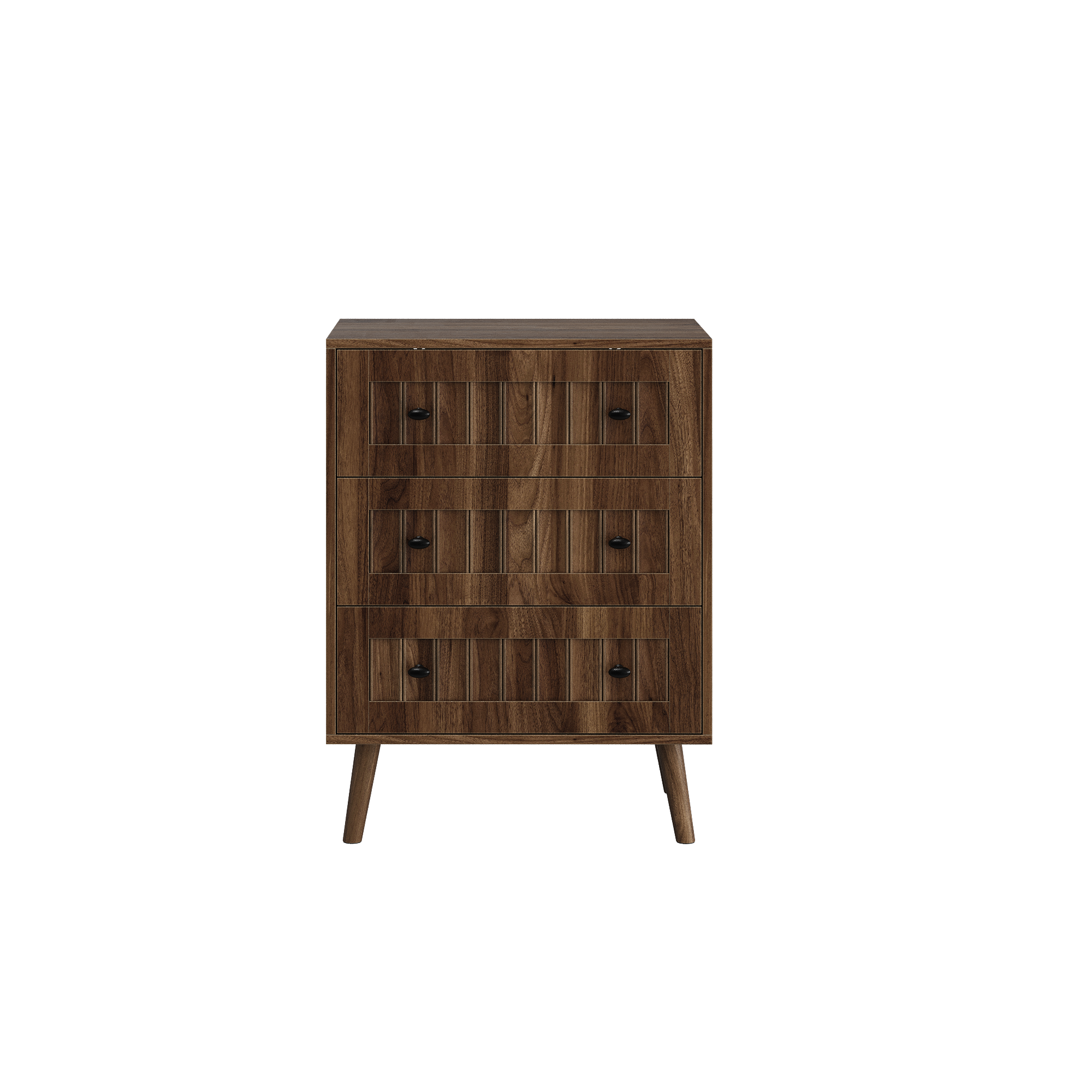 Anmytek 3 Drawer Dresser Walnut Wooden Storage Chest For Bedroom Living Room Corridor