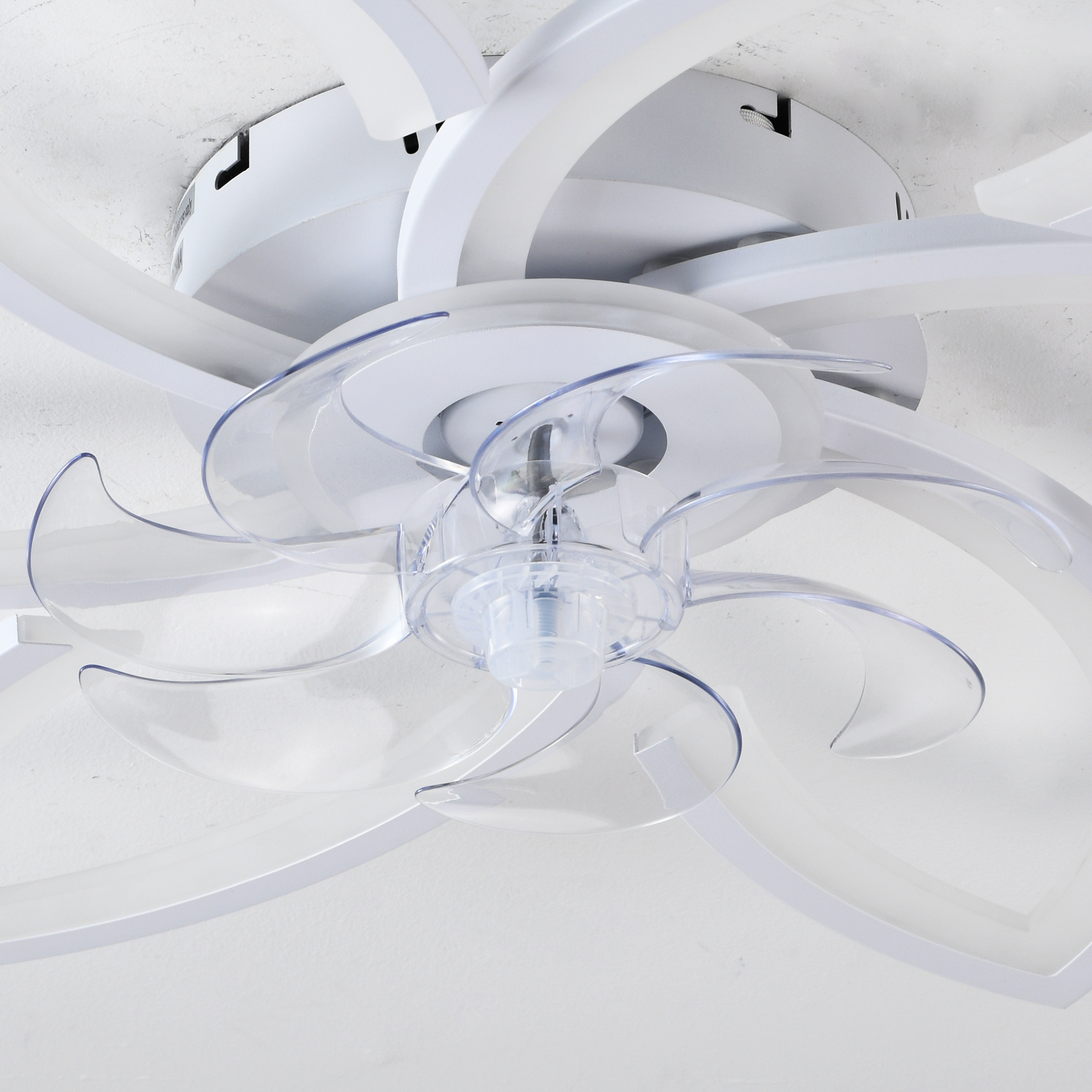 Anmytek 30 Inch White 6 Head Flower Low Profile Ceiling Fan With Lights And Remote Control For Bedroom Kitchen Living Room