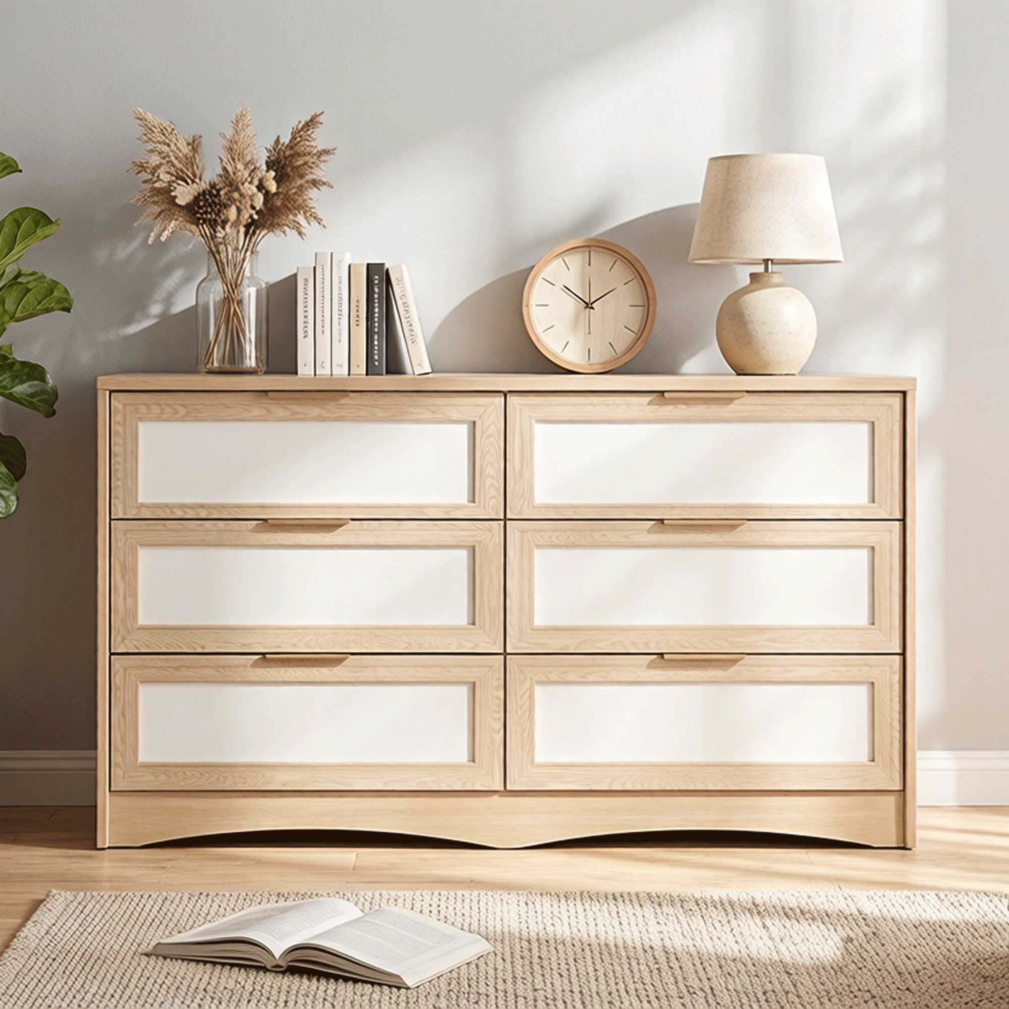 Anmytek Two Tone Dressing Table 48 Inch Wooden Makeup Vanity With Storage Cabinet For Bedroom Nursery Wardrobe Apartment