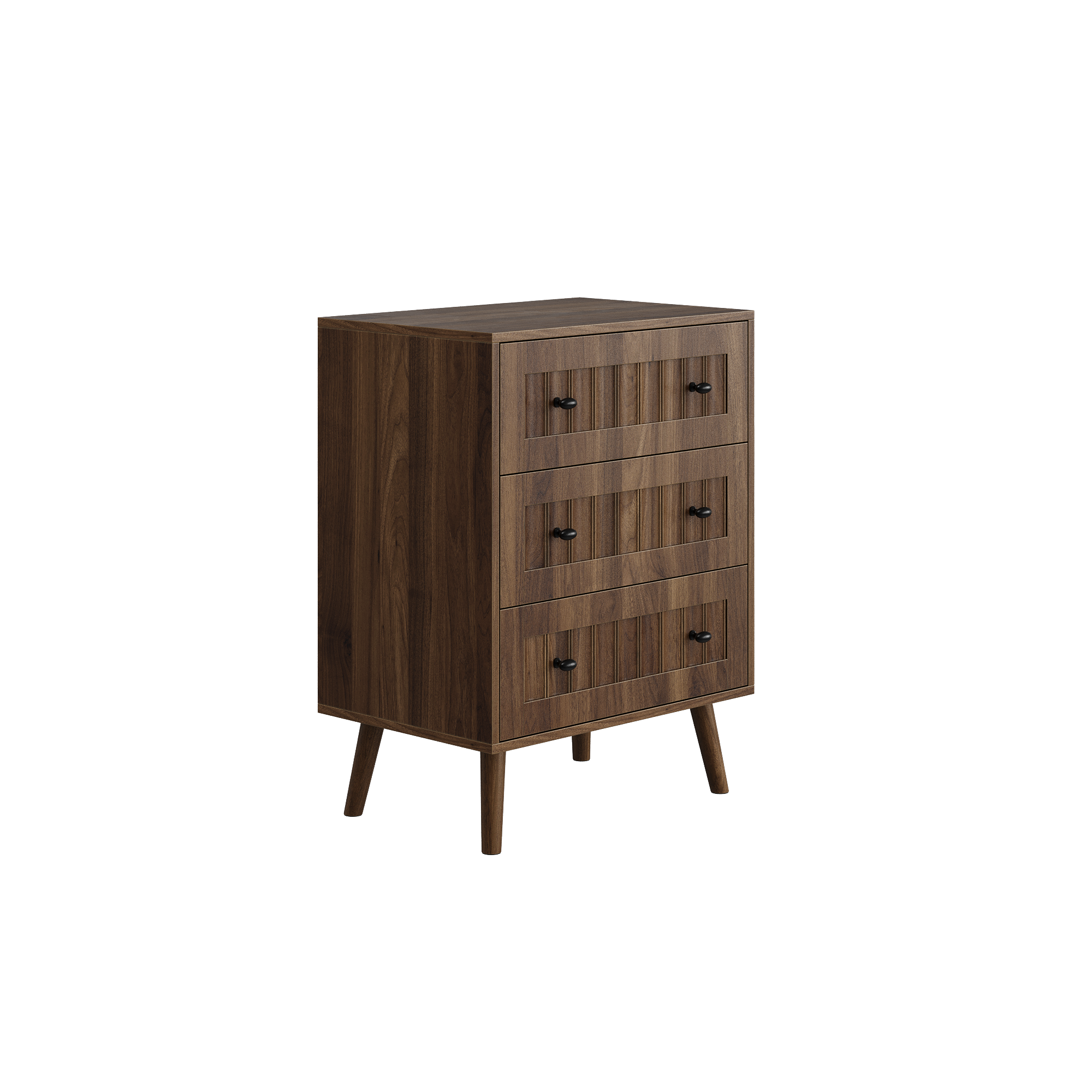 Anmytek 3 Drawer Dresser Walnut Wooden Storage Chest For Bedroom Living Room Corridor