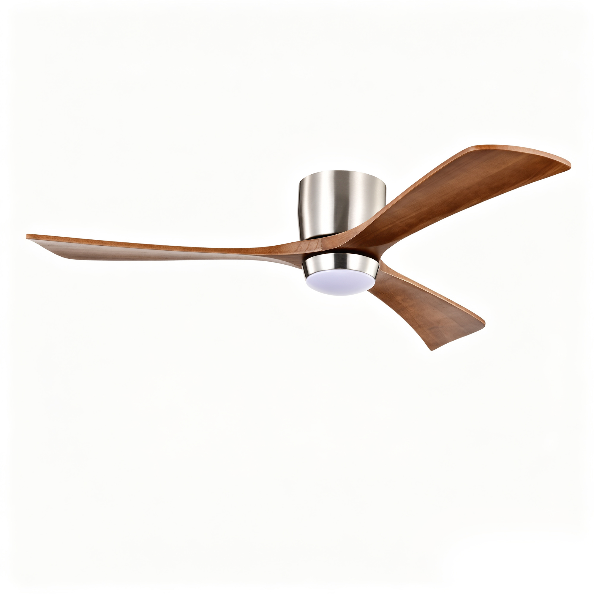 Anmytek 52 Inch Flush Mount Ceiling Fan with Lights Solid Wood Blades Quiet DC Motor 6 Speed Reversible Remote Control Indoor Ceiling Fan for Patio Living Room Bedroom Office