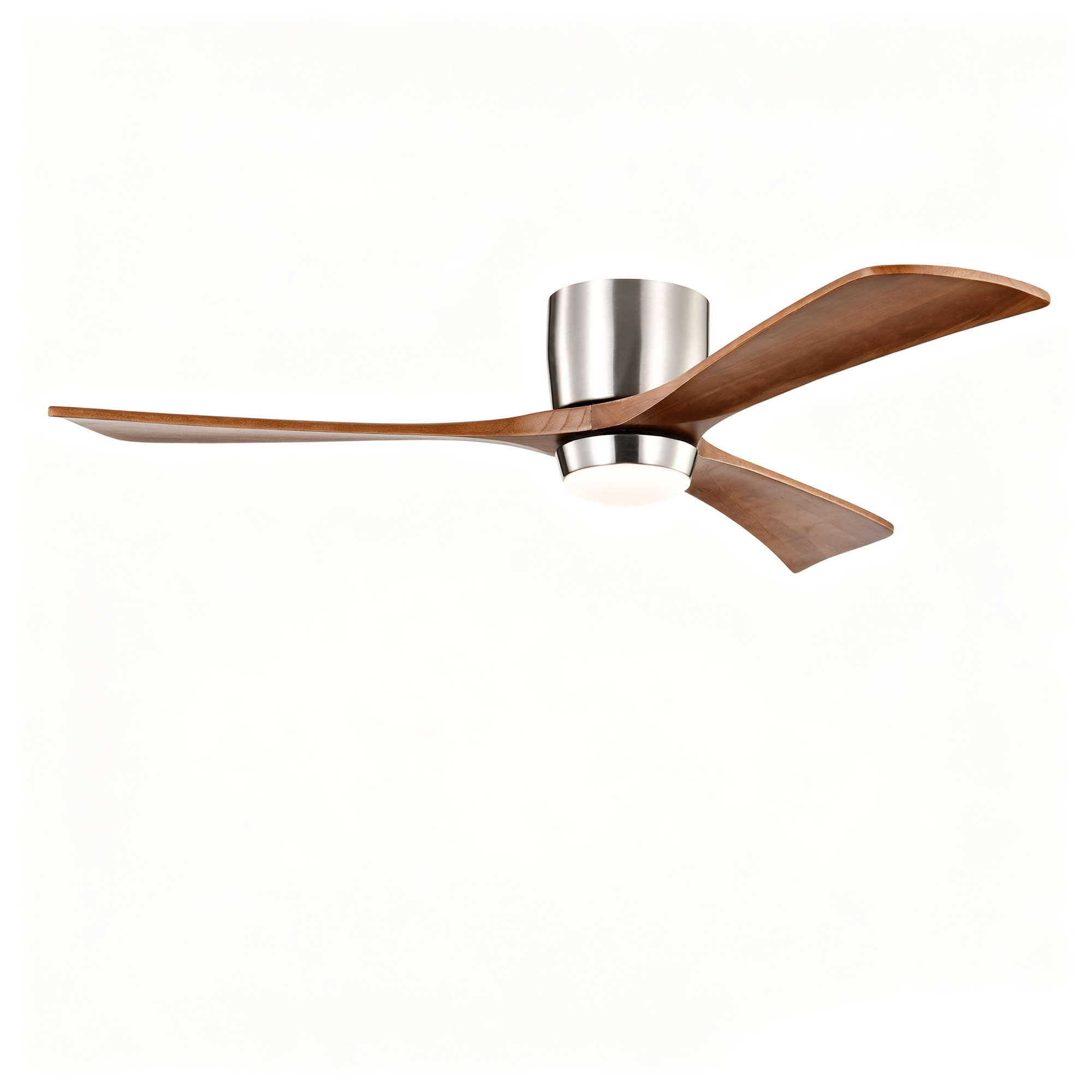 Anmytek 52 Inch Flush Mount Ceiling Fan with Lights Solid Wood Blades Quiet DC Motor 6 Speed Reversible Remote Control Indoor Ceiling Fan for Patio Living Room Bedroom Office