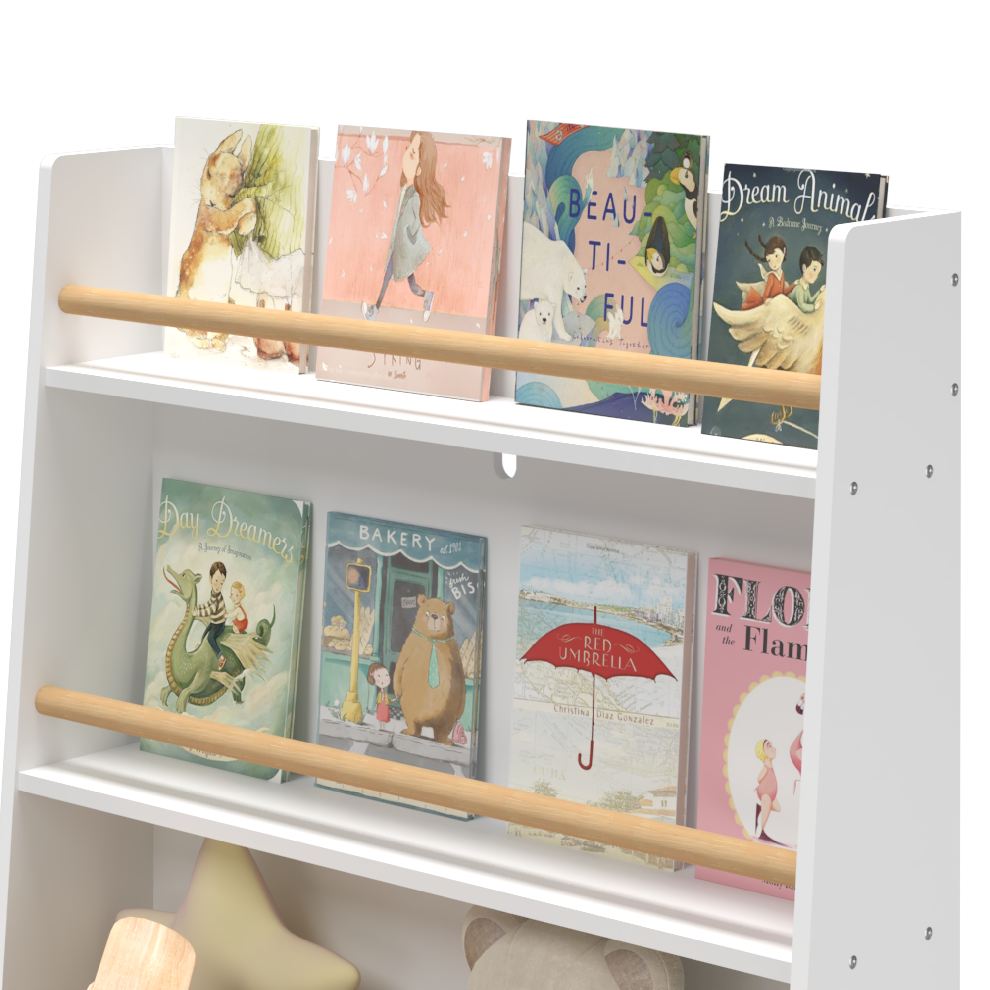 Anmytek White Kids Bookshelf Book Magazine Rack Toy Storage Organizer for Playroom Bedroom
