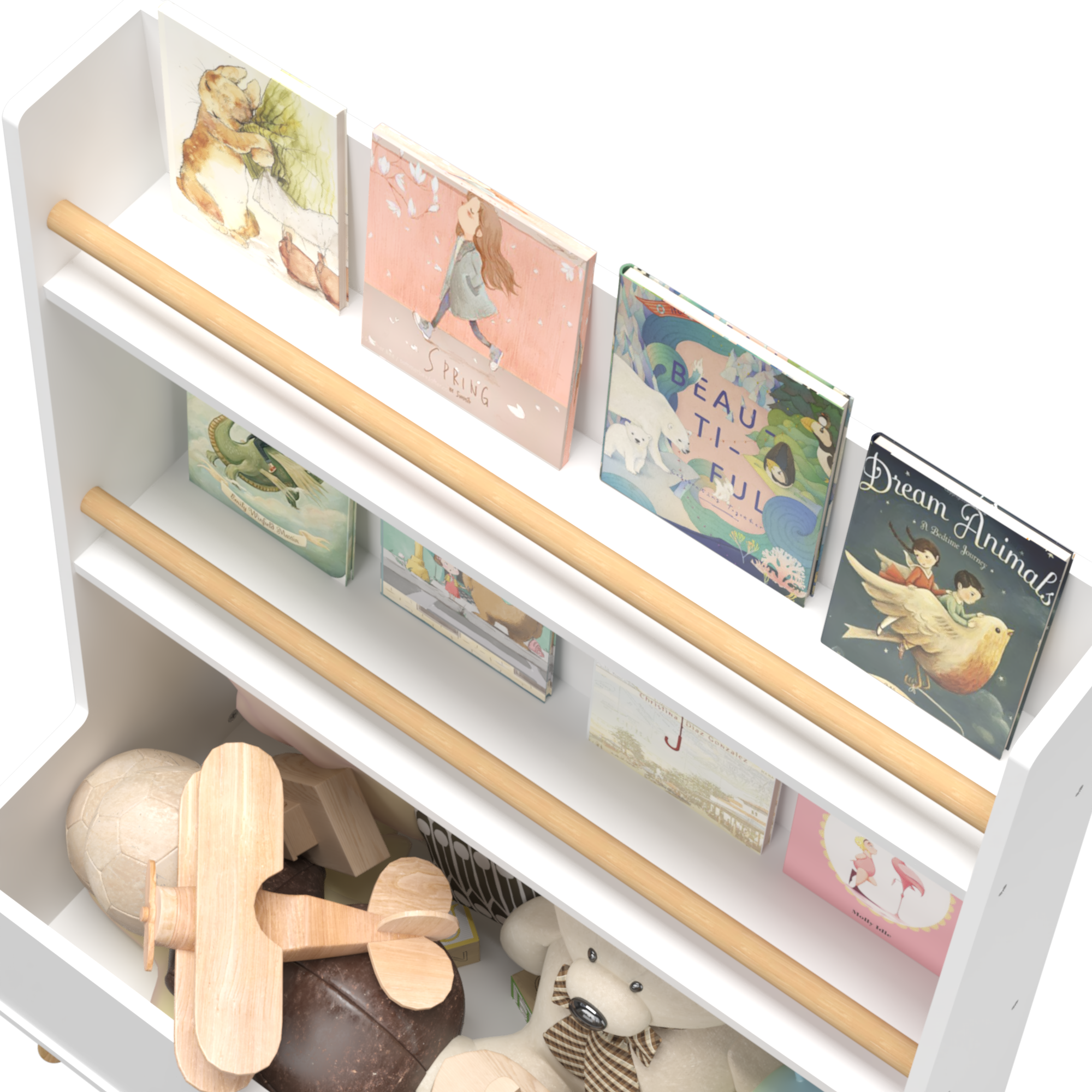 Anmytek White Kids Bookshelf Book Magazine Rack Toy Storage Organizer for Playroom Bedroom