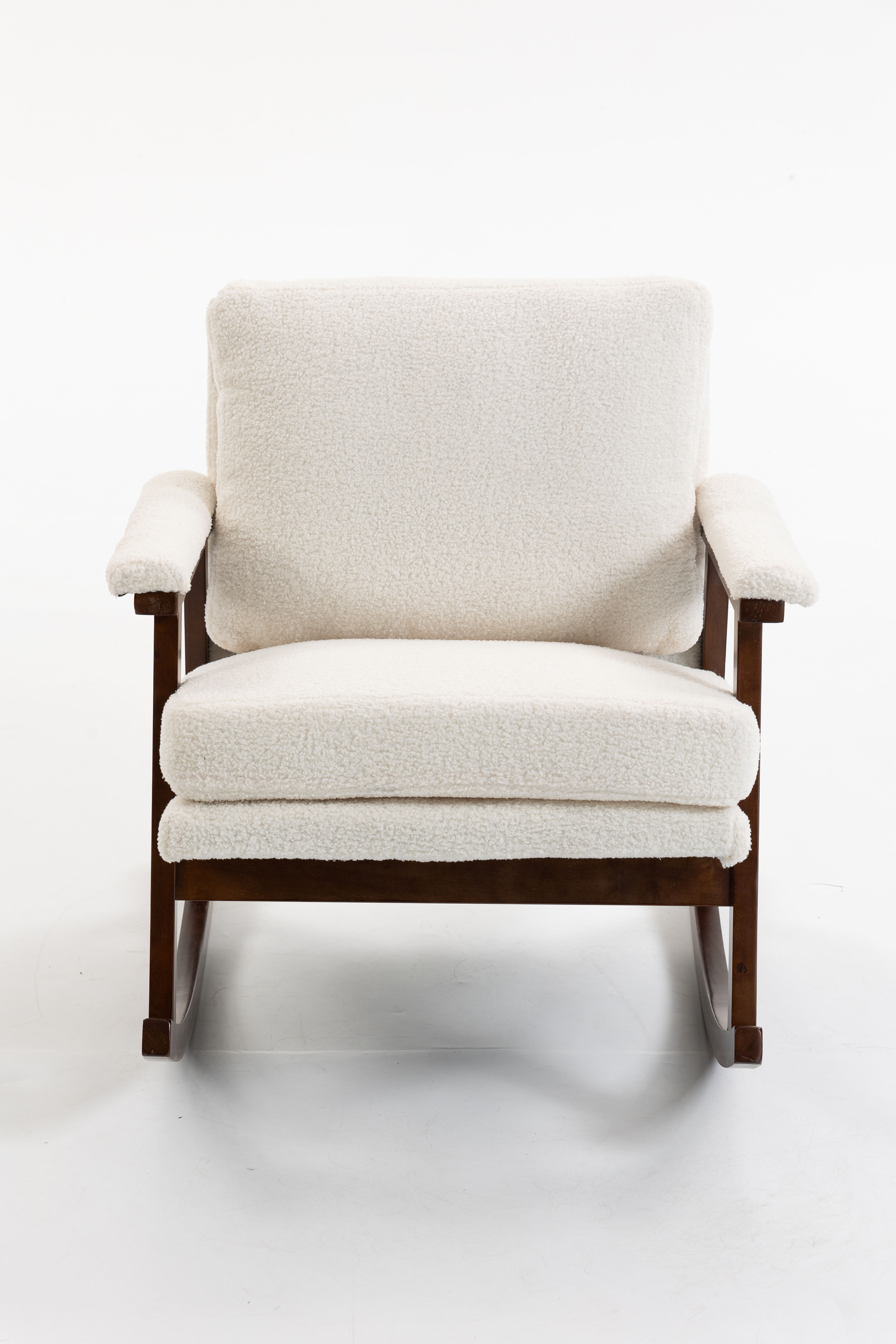 Anmytek Mid Century Modern Rocking Chair Solid Wood Frame Upholstered Accent Armchair for Living Room Bedroom Sunroom