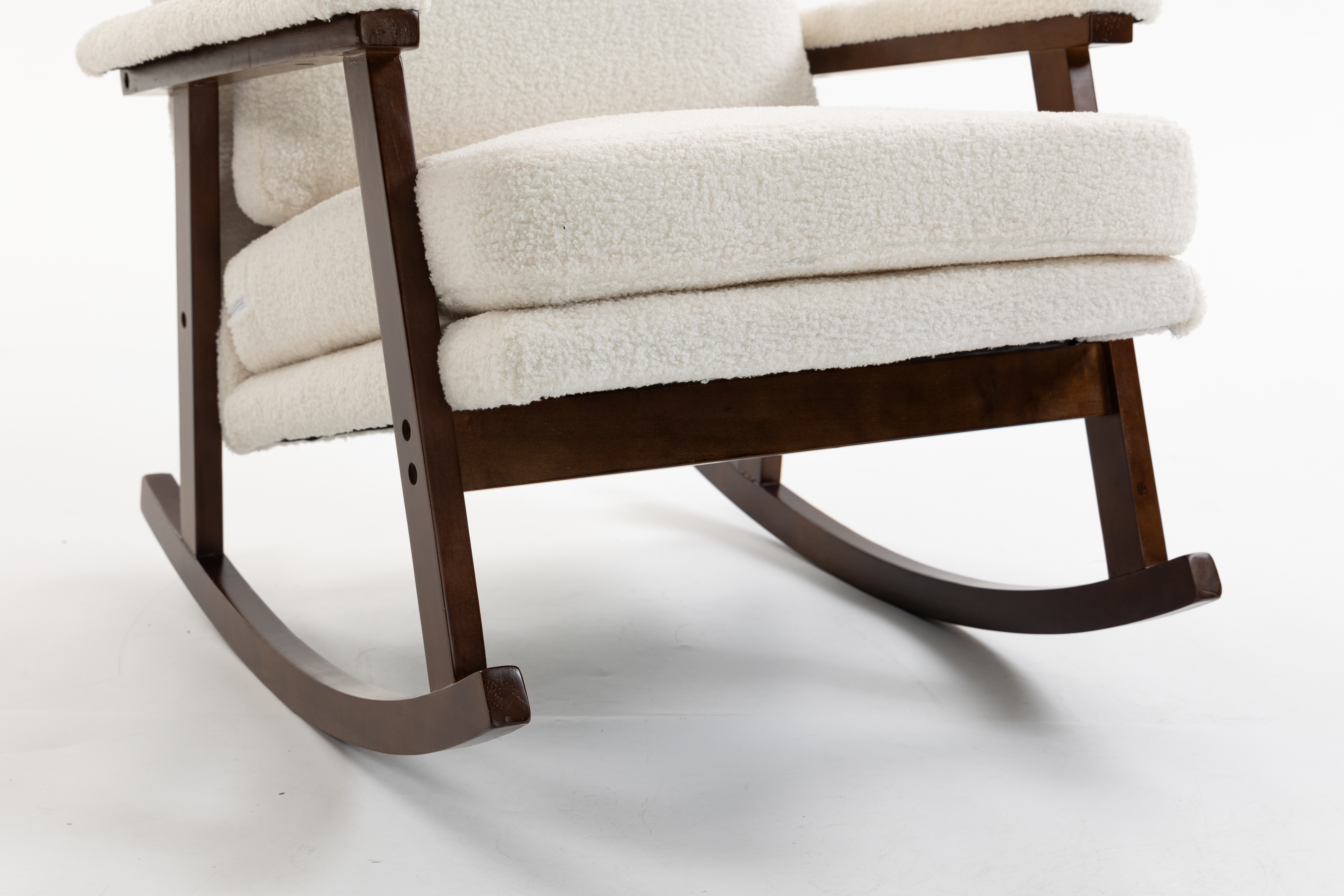 Anmytek Mid Century Modern Rocking Chair Solid Wood Frame Upholstered Accent Armchair for Living Room Bedroom Sunroom