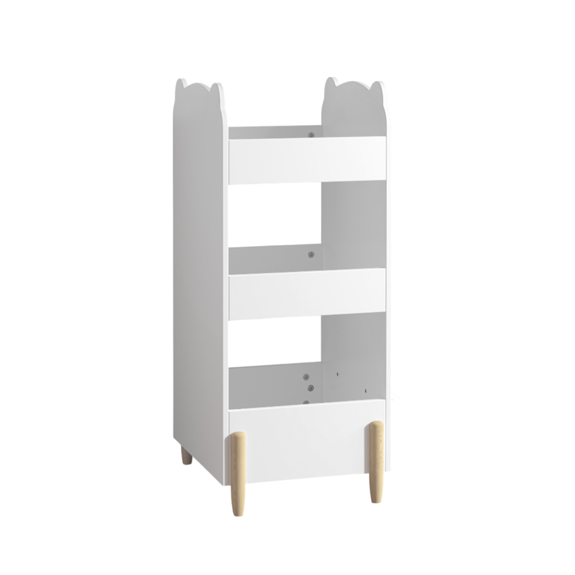 Anmytek Bear Shaped Wooden Kids Bookshelf 3 Tier Storage Organizer with Side Chalkboard White Toy and Book Shelf for Toddlers Playroom Bedroom