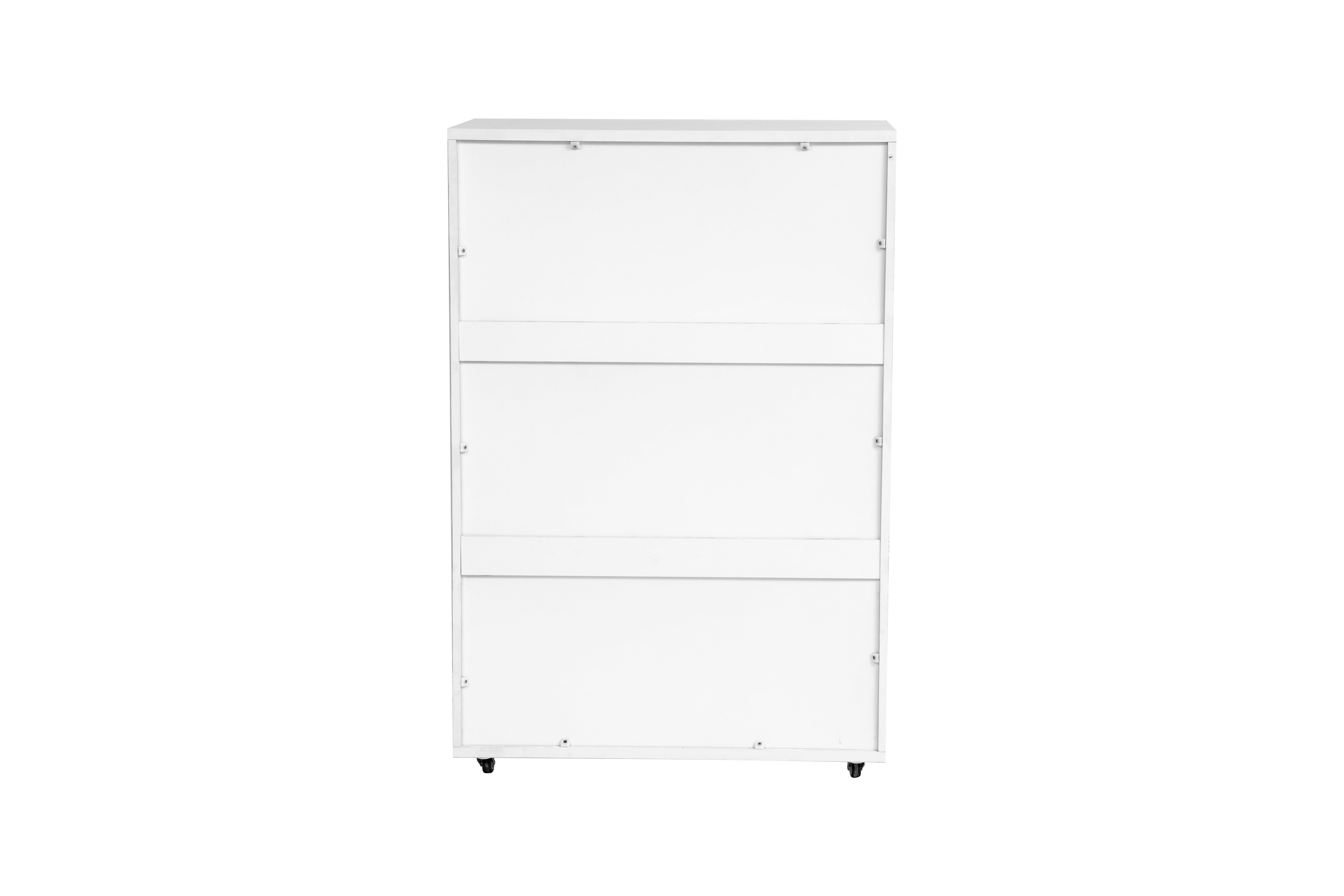 Anmytek White 5 Drawer Dresser with Wheels Modern Mobile Storage Cabinet for Bedroom