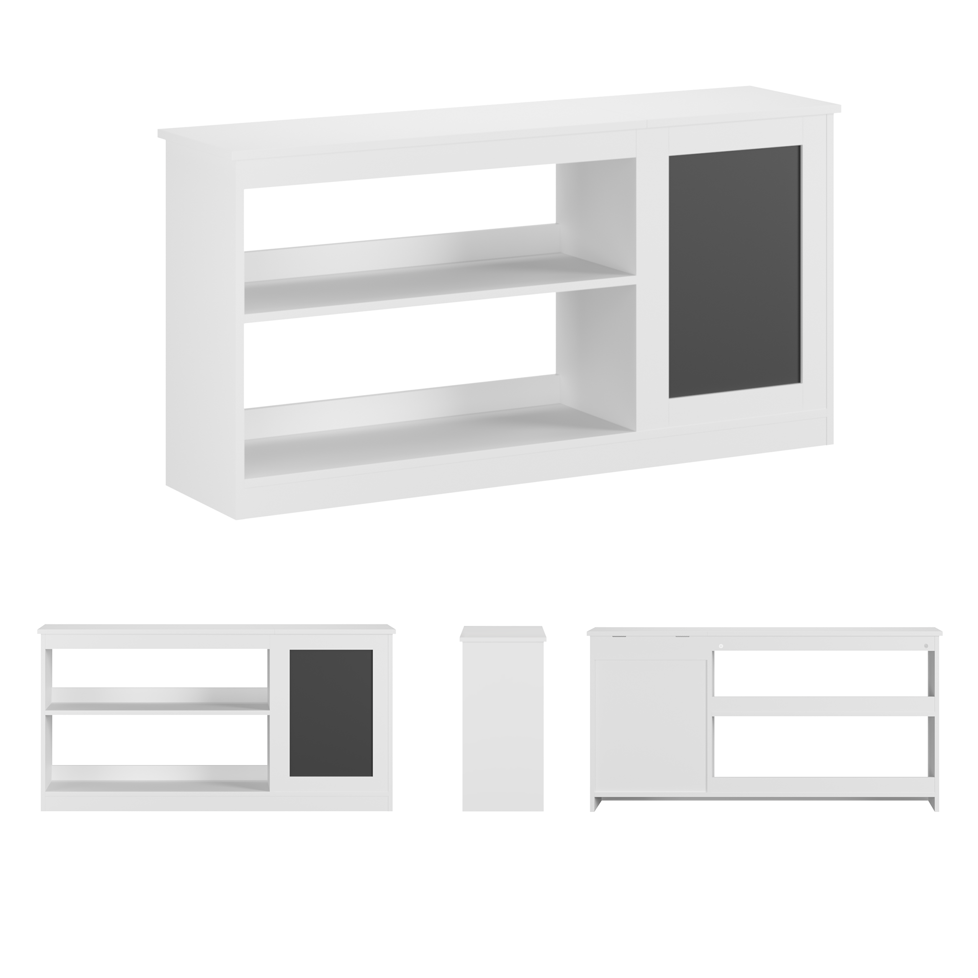 Anmytek 3 in 1 Kids Bookshelf Toy Storage Cabinet Modern White Organizer with Chalkboard for Playroom Bedroom