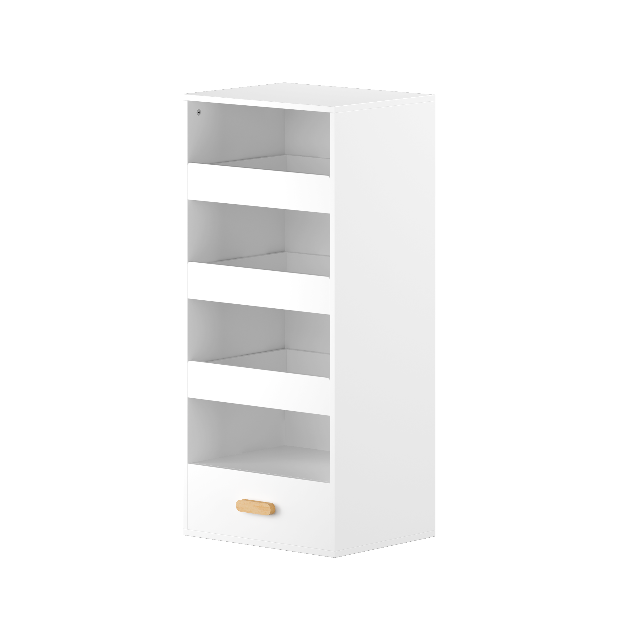 Anmytek 4 Tier Freestanding Bookshelf Storage Organizer with 3 Sliding Drawers and 1 Bottom Drawer for Living Room Home Office