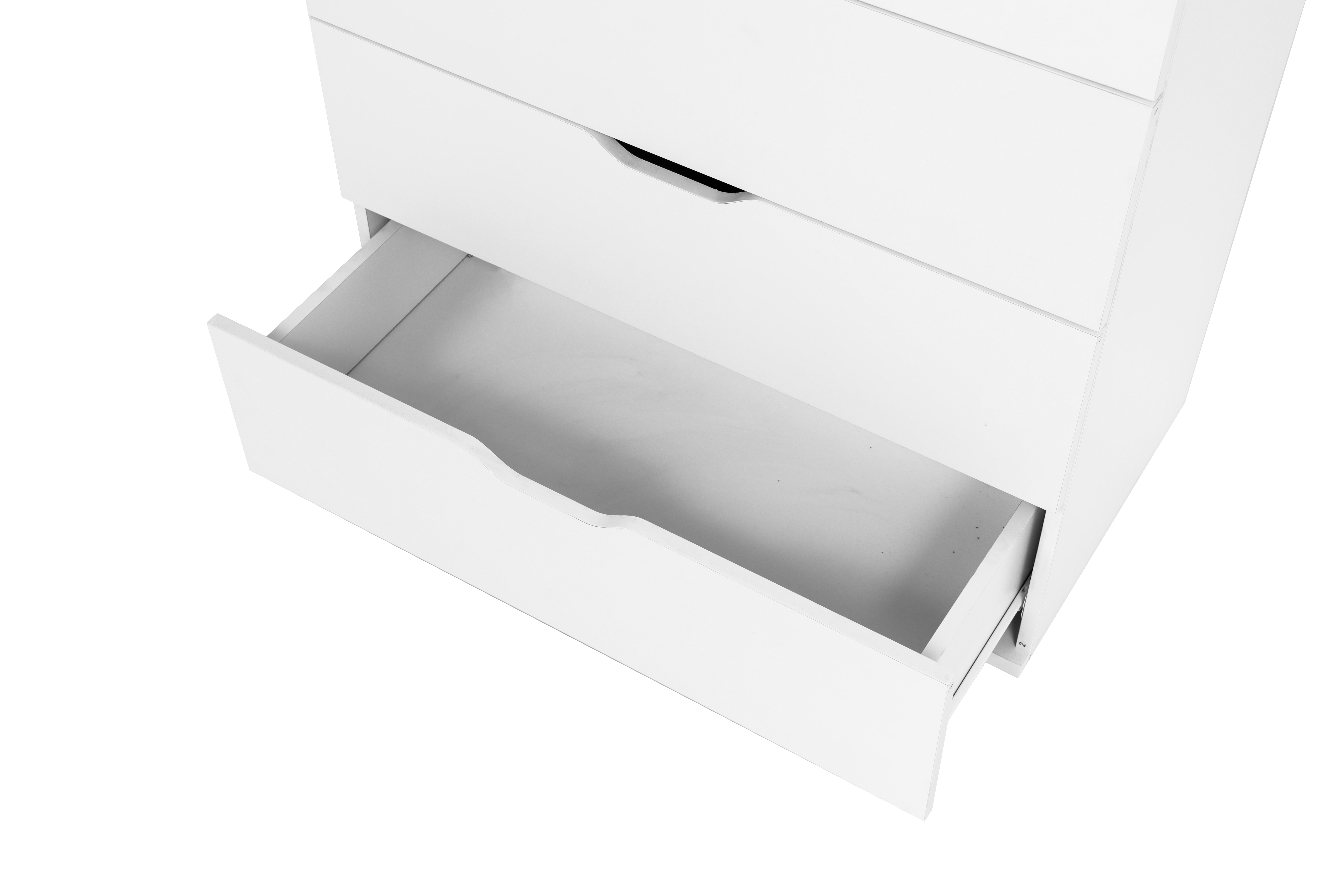 Anmytek White 5 Drawer Dresser with Wheels Modern Mobile Storage Cabinet for Bedroom