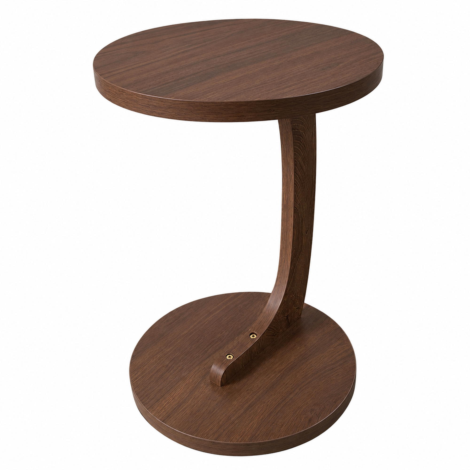 Anmytek C-Shaped End Table 14.96 x 21.65 Walnut Wood Grain Sofa Side Table Sturdy Base Narrow Snack C Table for Small Spaces Living Room Bedroom Bedside Home Office
