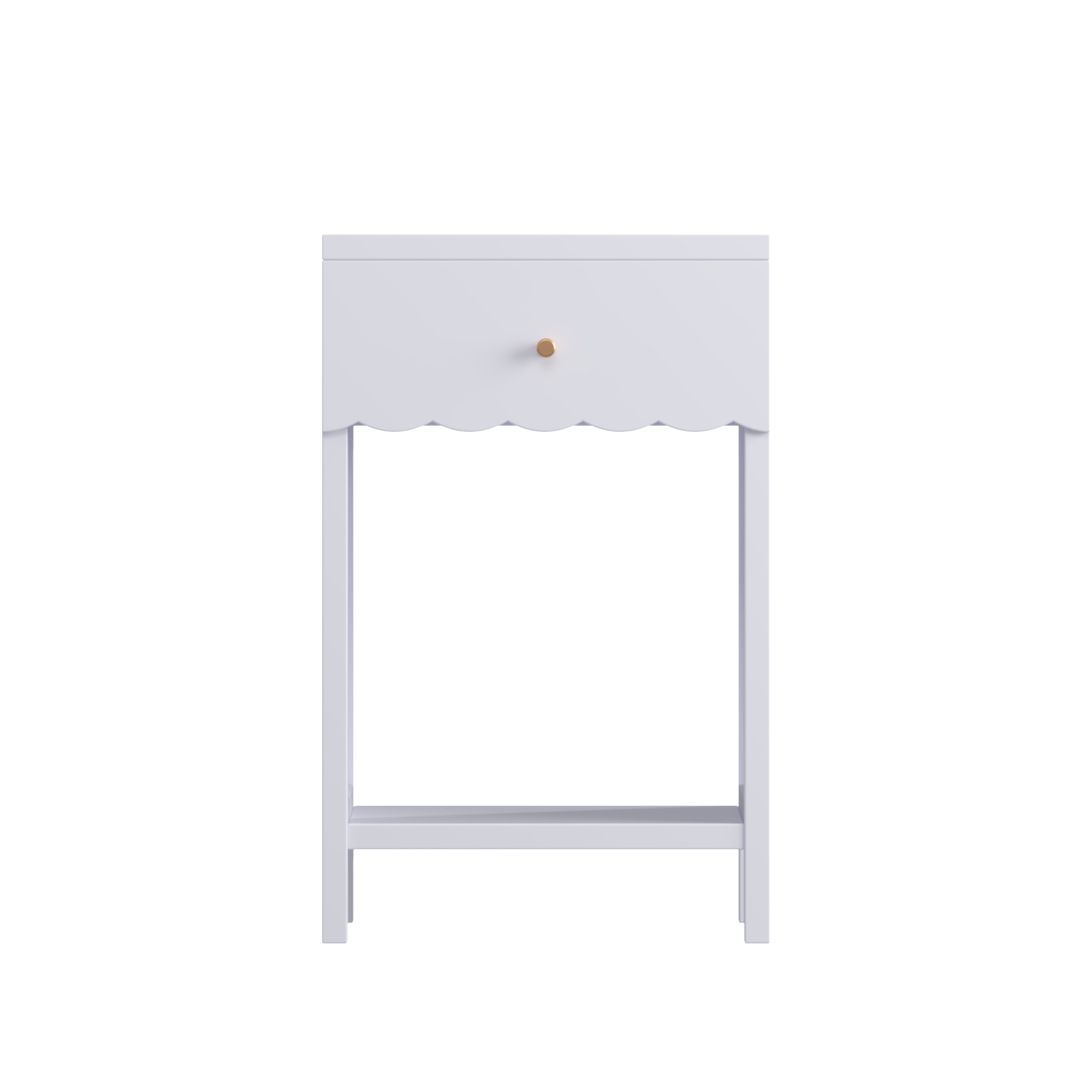 Anmytek Modern Scalloped Edge Nightstand Drawer and Open Shelf Minimalist Light Purple Bedside Side Table for Bedroom Kids Room Girls Room