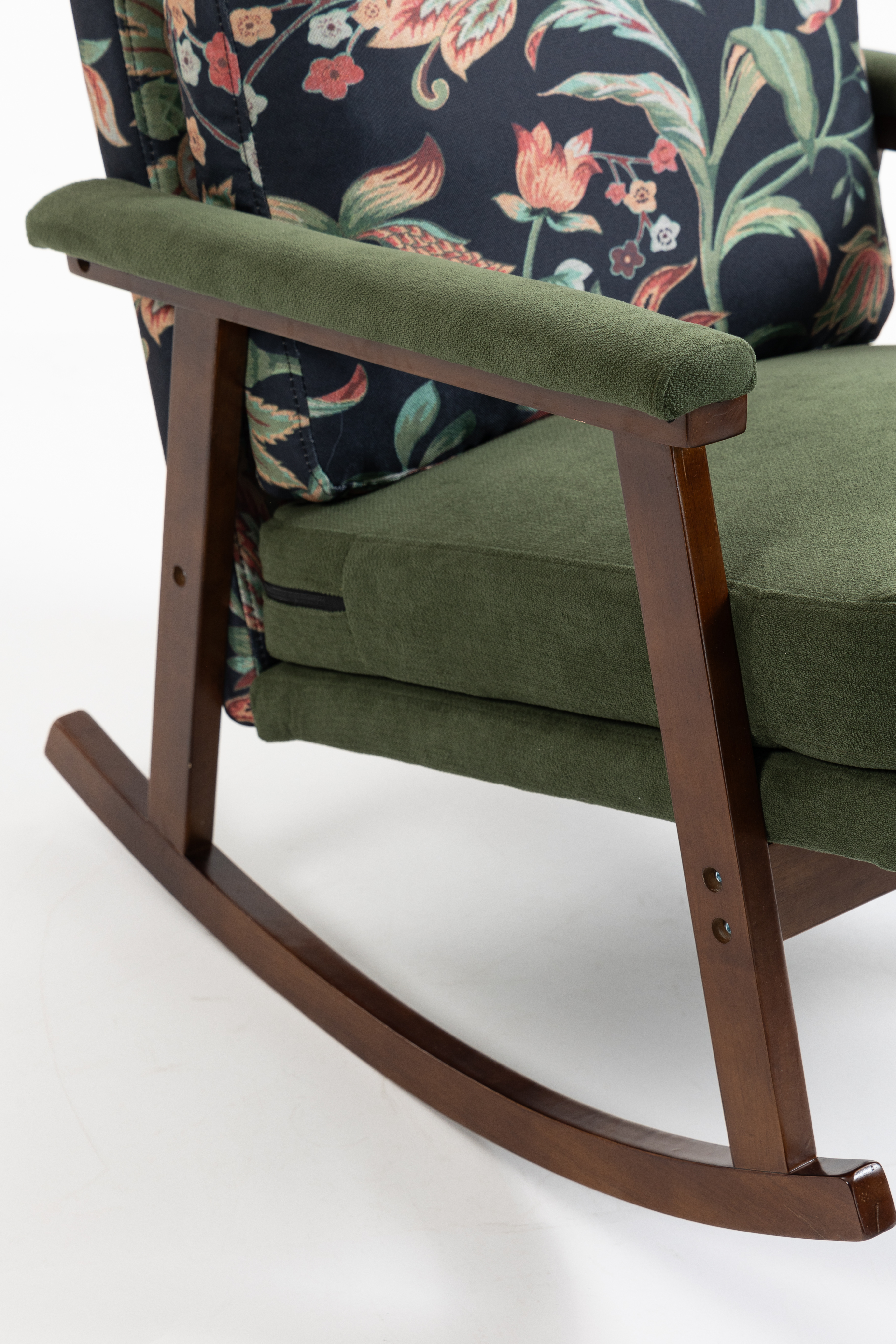 Anmytek Mid Century Modern Rocking Chair Solid Wood Frame Upholstered Accent Armchair for Living Room Bedroom Sunroom Reading