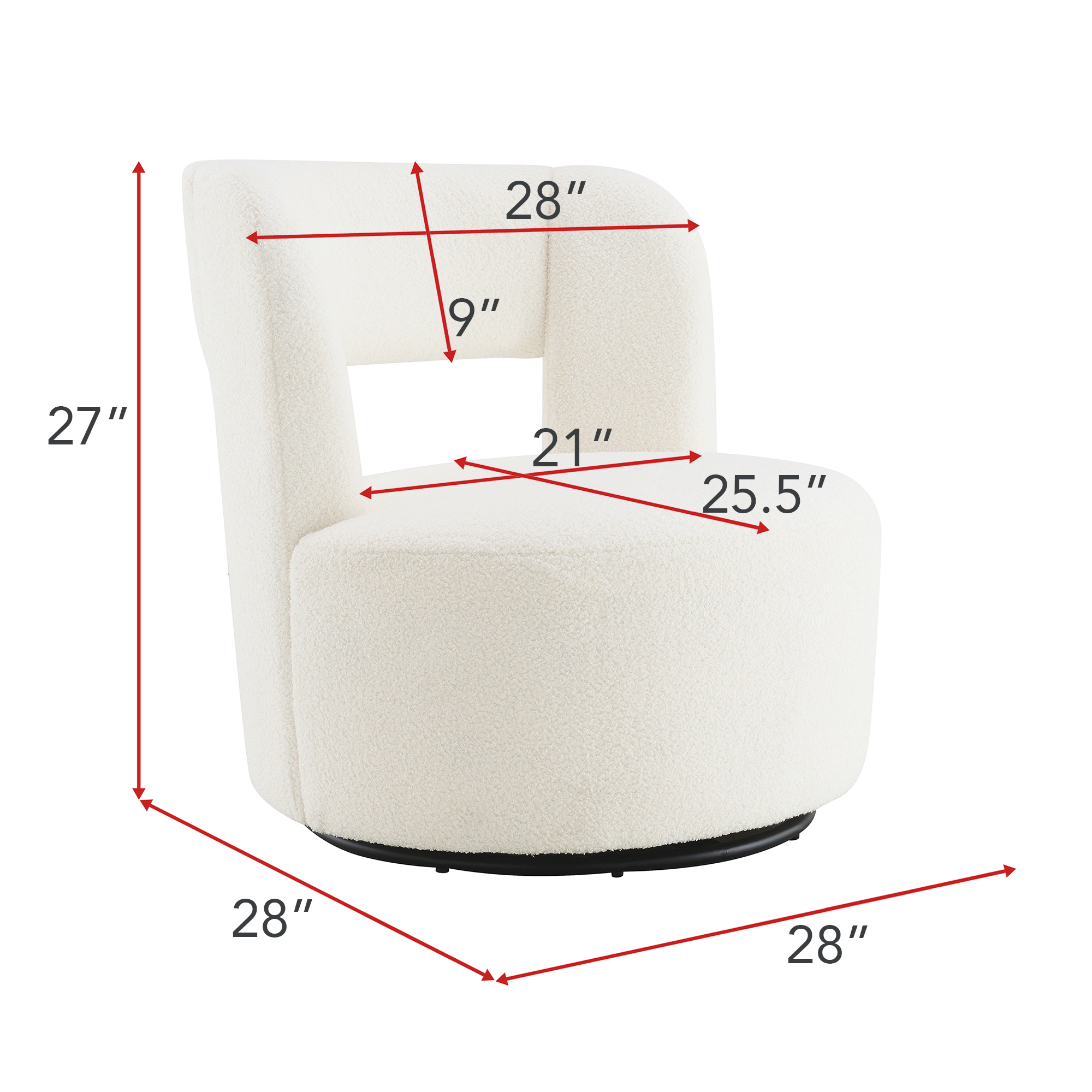 Anmytek Swivel Barrel Chair Soft Teddy Fabric Round Accent Chair Comfy Upholstered Chair for Living Room Bedroom Reading Waitingroom Teddy Cream