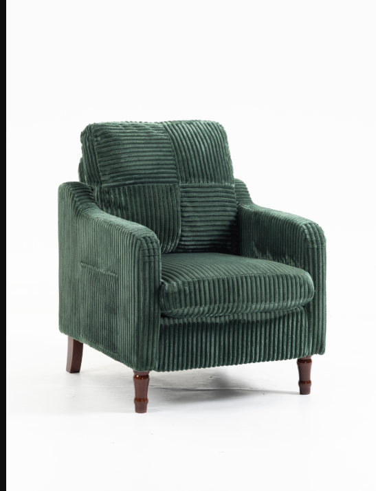 Anmytek Mid Century Modern Scooped Armchair Upholstered Comfy Accent Chair with Solid Wood Feet Reading Chair for Living Room Bedroom Apartment Waiting Room