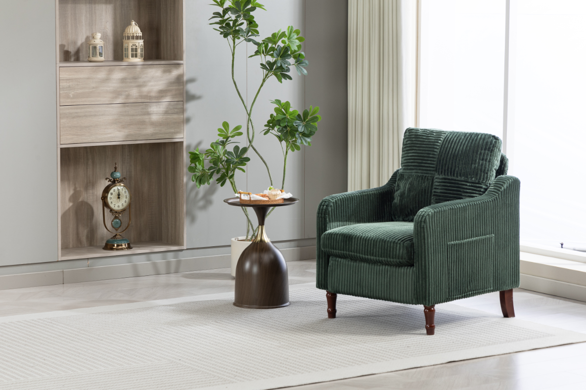 Anmytek Mid Century Modern Scooped Armchair Upholstered Comfy Accent Chair with Solid Wood Feet Reading Chair for Living Room Bedroom Apartment Waiting Room