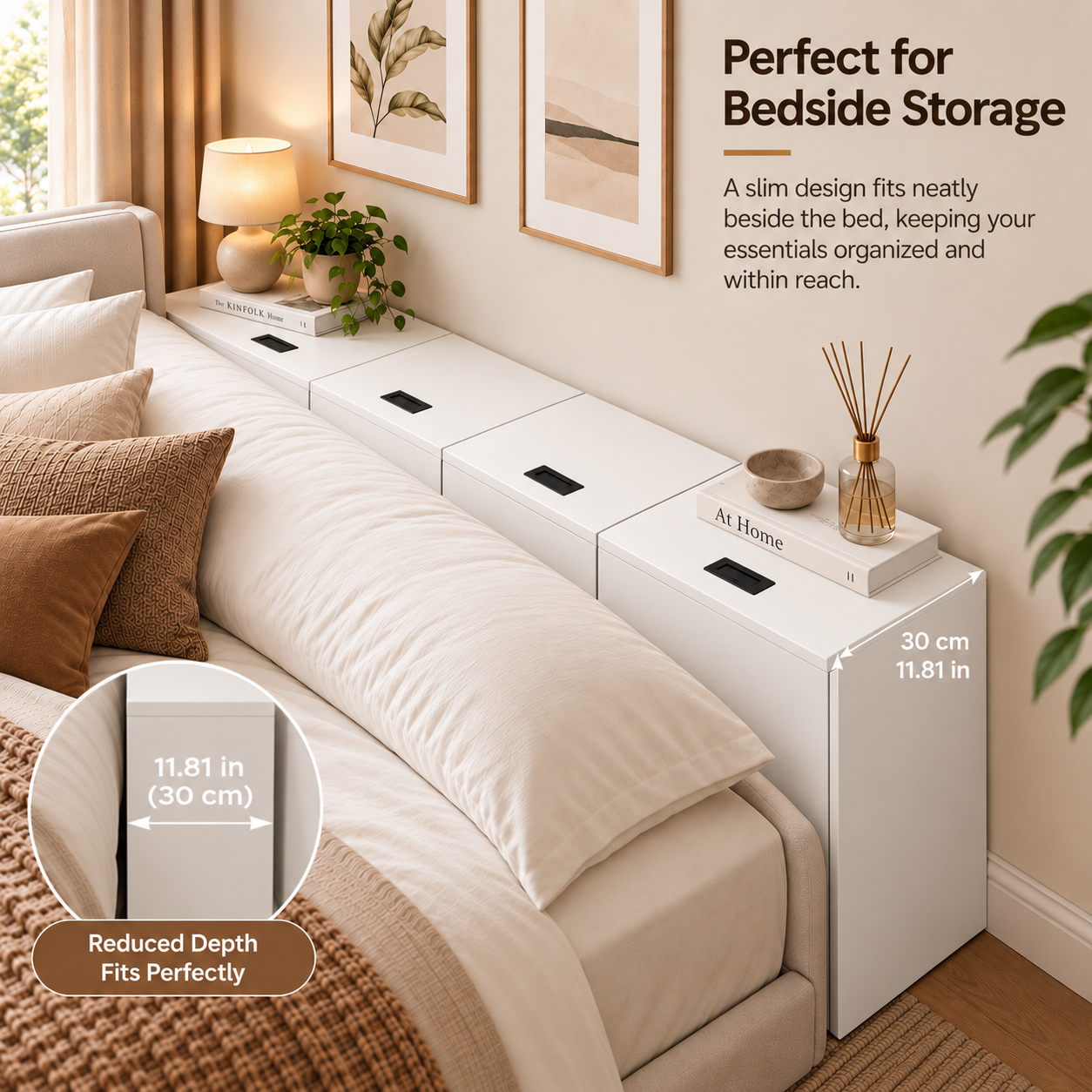Anmytek White Wooden Lift Top Storage Bench 39 x 11 x 15 inch Modular Storage Cabinet Narrow Space Organizer Combinable Storage Chest for Bedroom Living Room Entryway